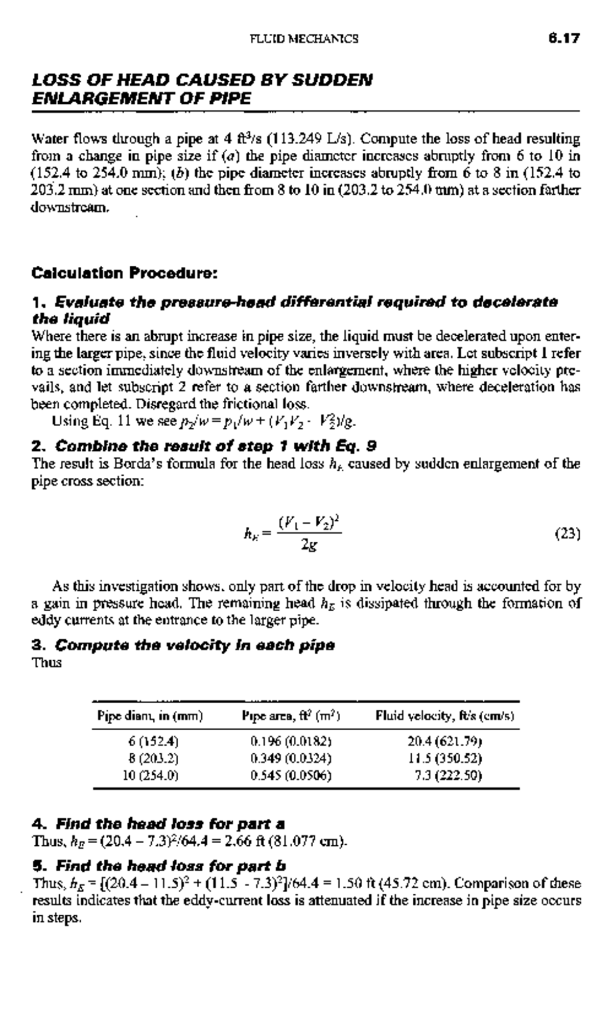 Handbook of civil engineering calculations 69 - LOSS OF HEAD CAUSED BY ...