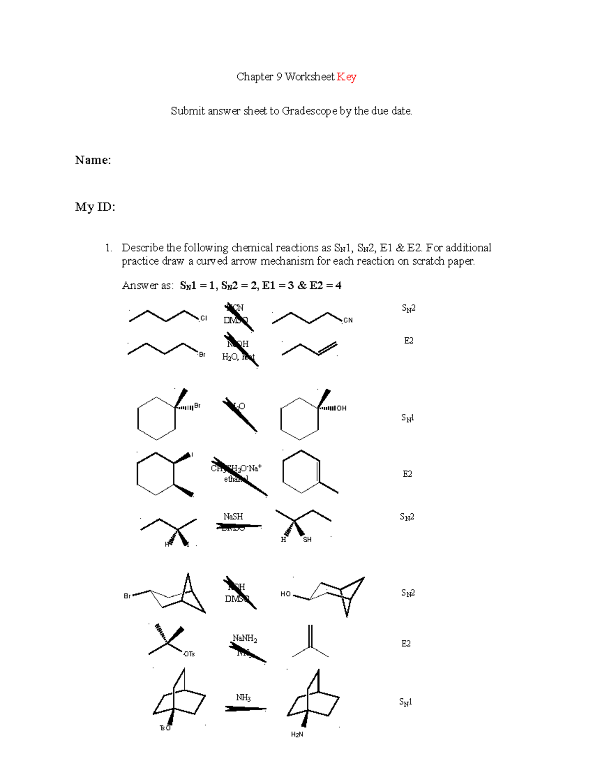 Worksheet(1) Chapter 9 - Chapter 9 Worksheet Key Submit Answer Sheet To ...