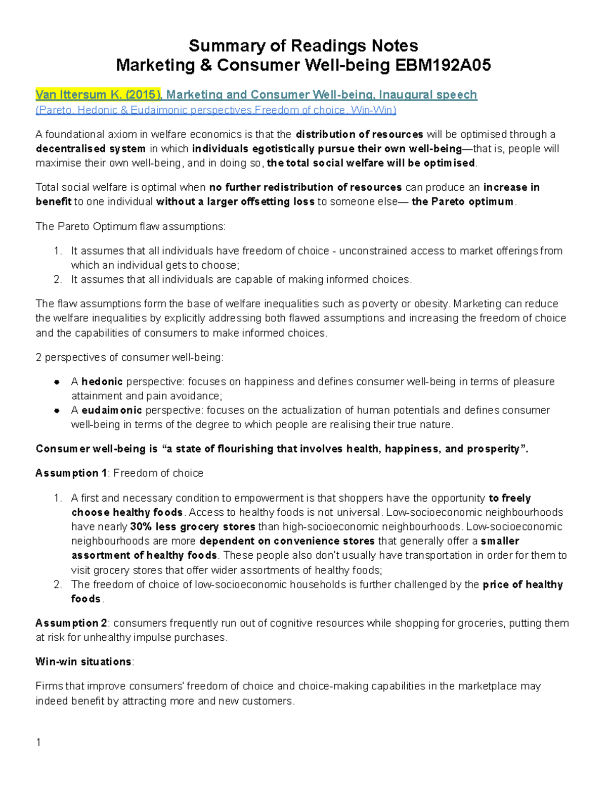 WB Summary Of Readings Notes - Summary Of Readings Notes Marketing ...