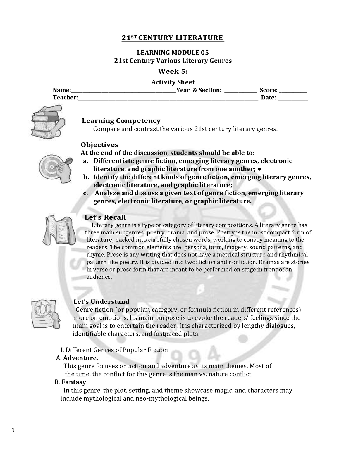 21ST- Module-5 - Module 5 Of Literature - 21 ST CENTURY LITERATURE ...