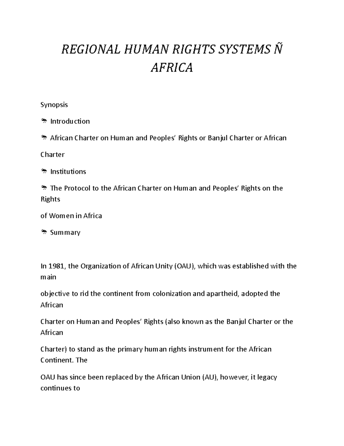 Regional Human Rights Systems Ñ Africa - REGIONAL HUMAN RIGHTS SYSTEMS ...