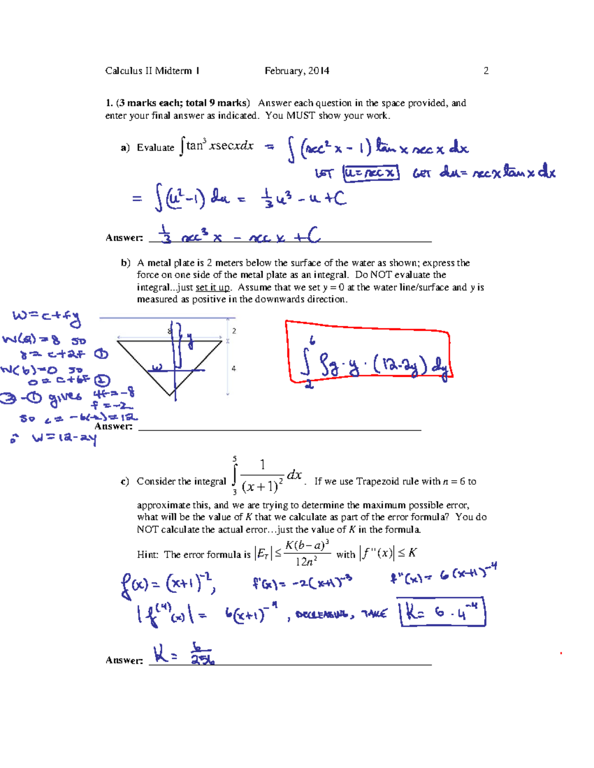 Midterm 1 Solutions - 1. (3 marks each; total 9 marks) Answer each ...