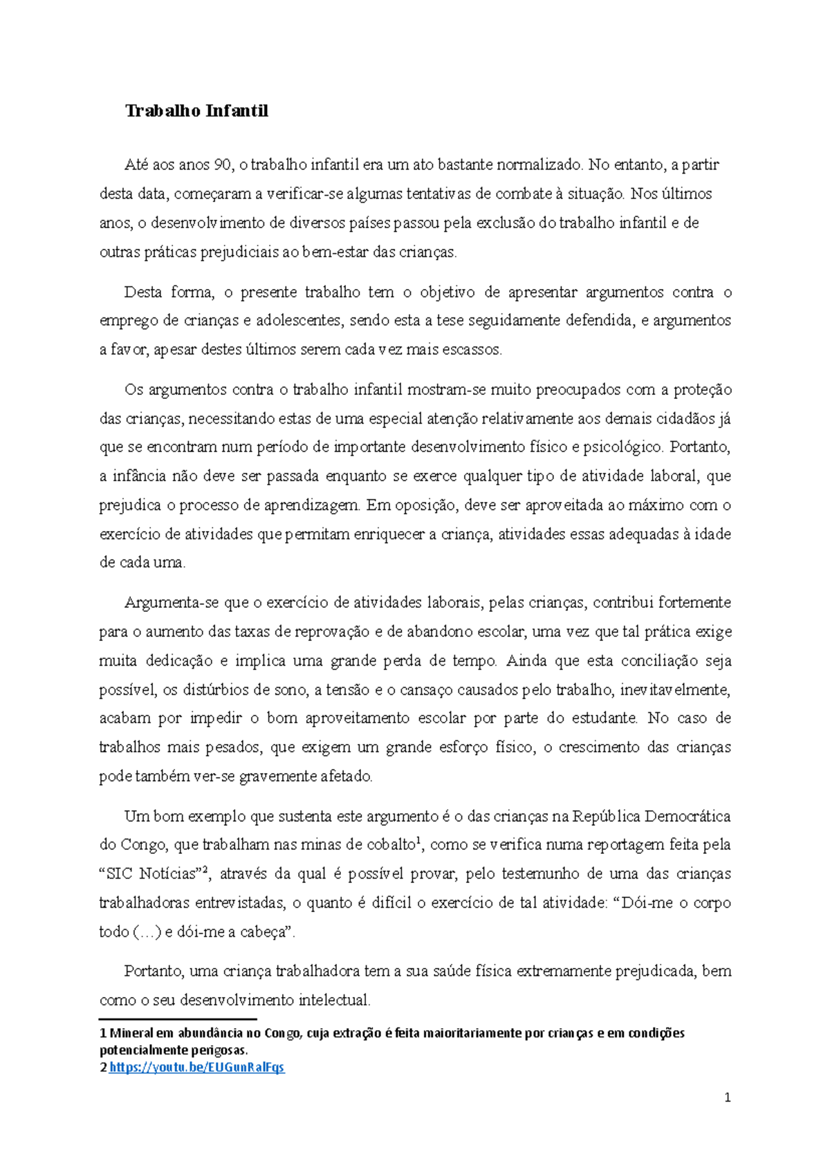 Trabalho Infantil Redação Nota 1000 - RETOEDU