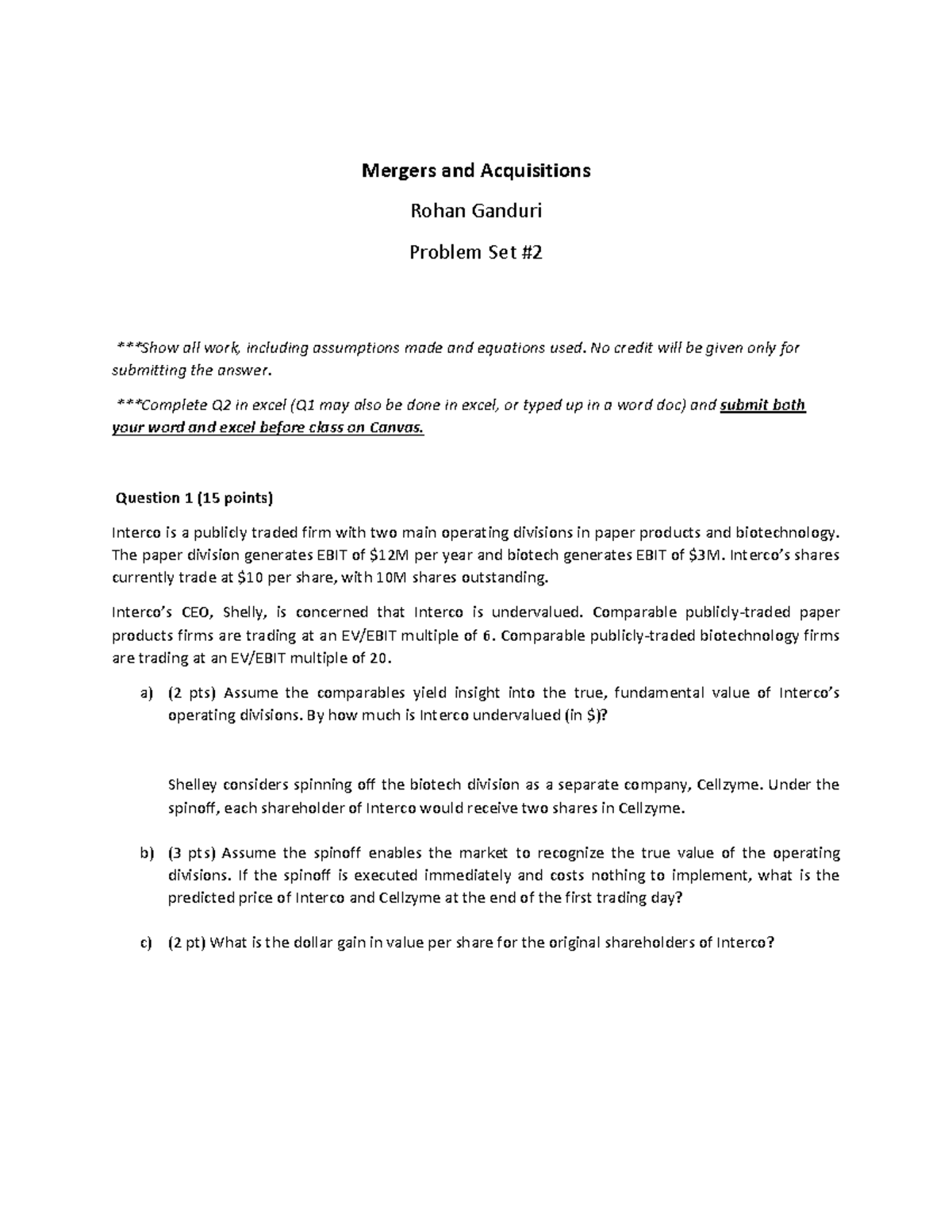 homework consolidations mergers and capital formation assignment