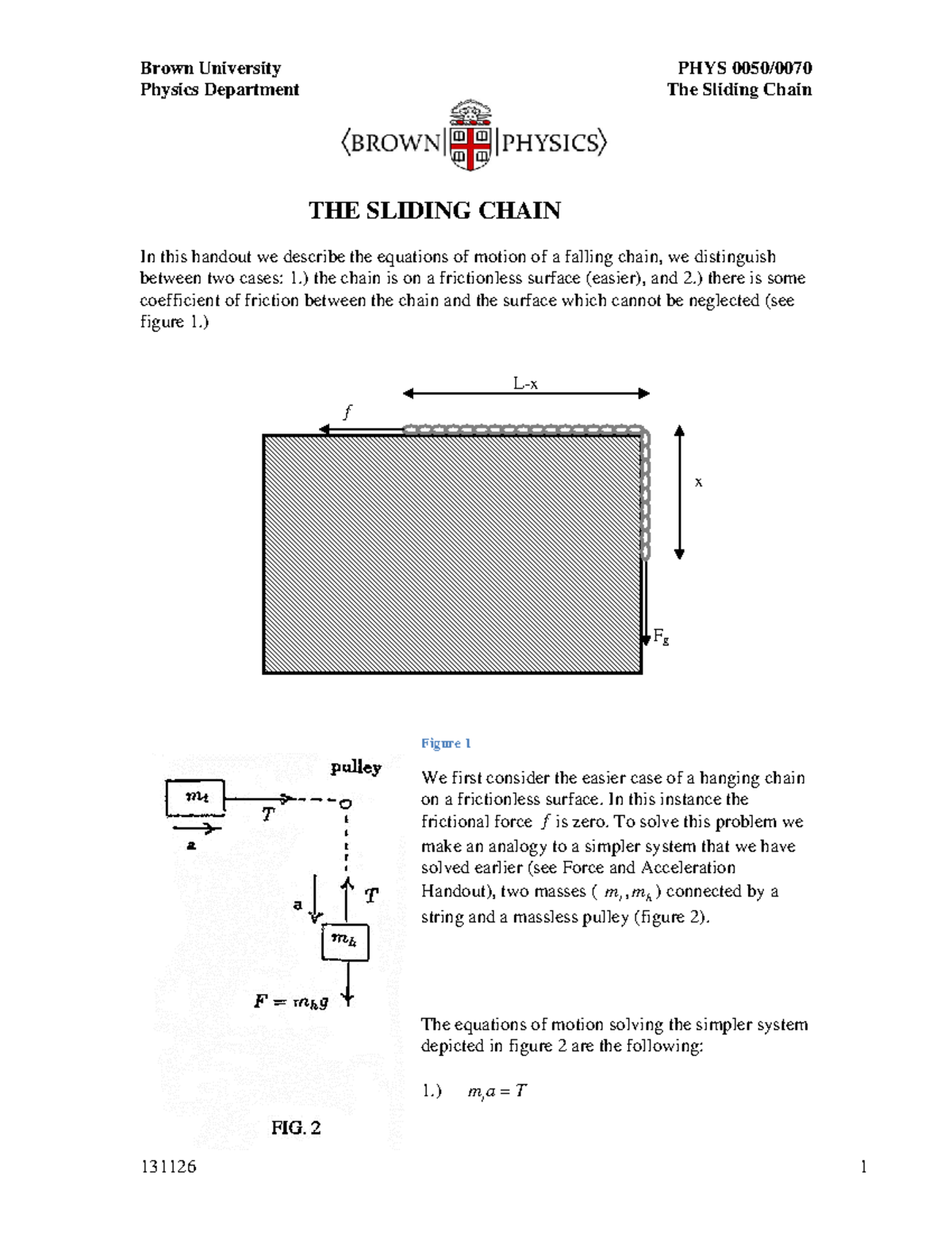Chain - Lore - Physics Department The Sliding Chain THE SLIDING CHAIN ...