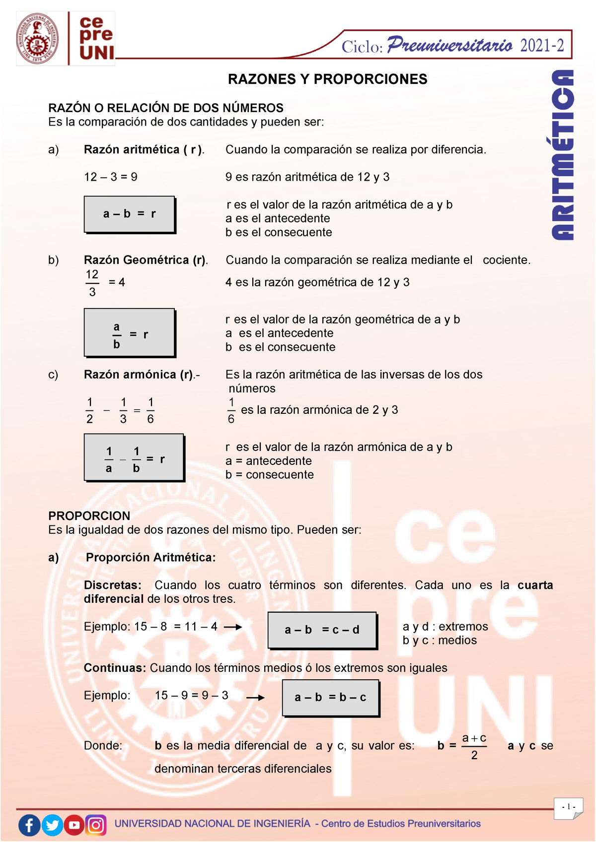 Ficha Resumen Razones Y Proporciones - RAZONES Y PROPORCIONES RAZÓN O ...