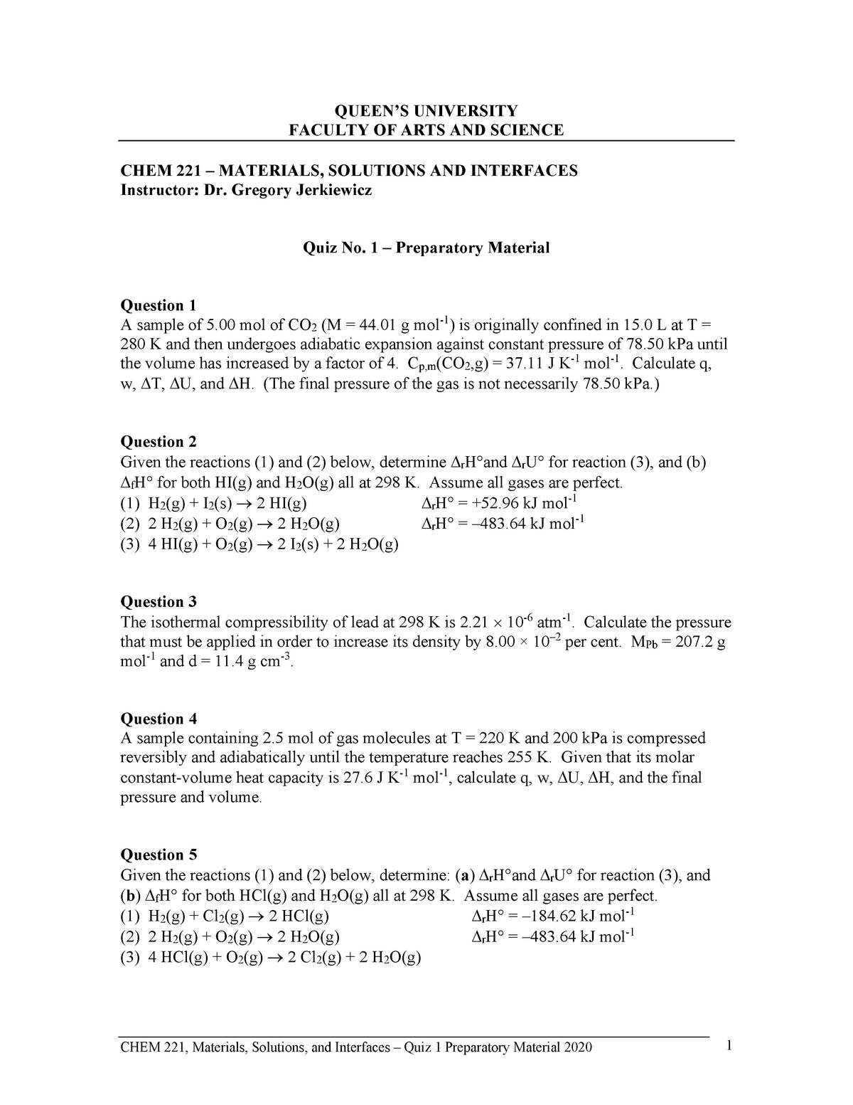 Quiz 1 Prep Material Chem 221 Materials Solutions And Interfaces Quiz Studocu