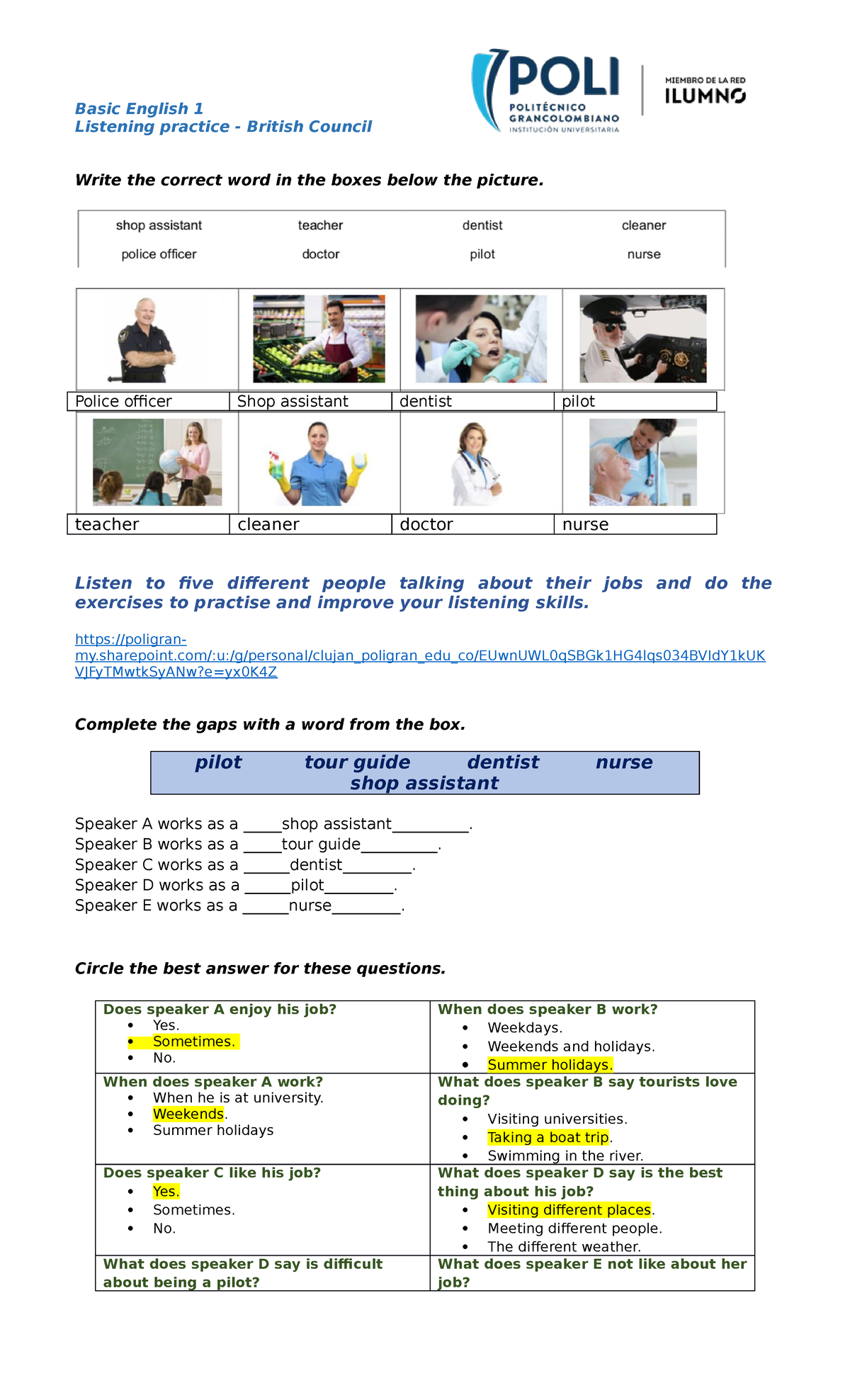 british council listening instructions for an assignment