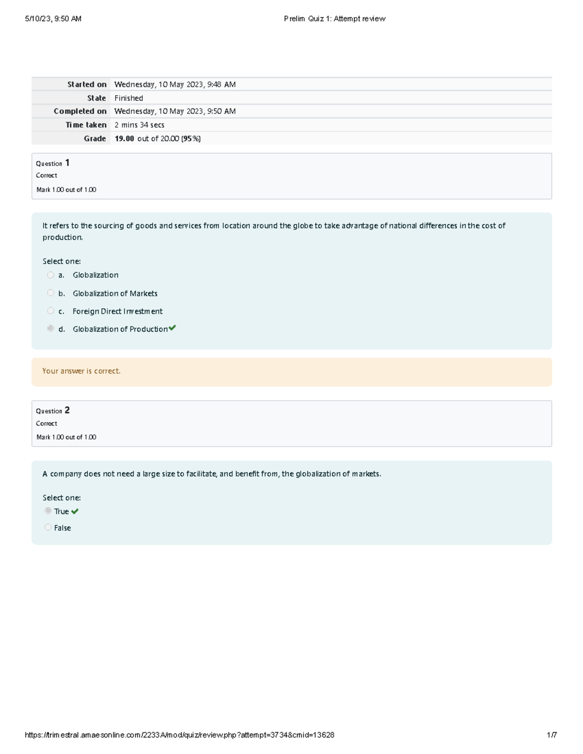 Prelim Quiz 1 Trade EME EME - Started on Wednesday, 10 May 2023, 9:48 ...