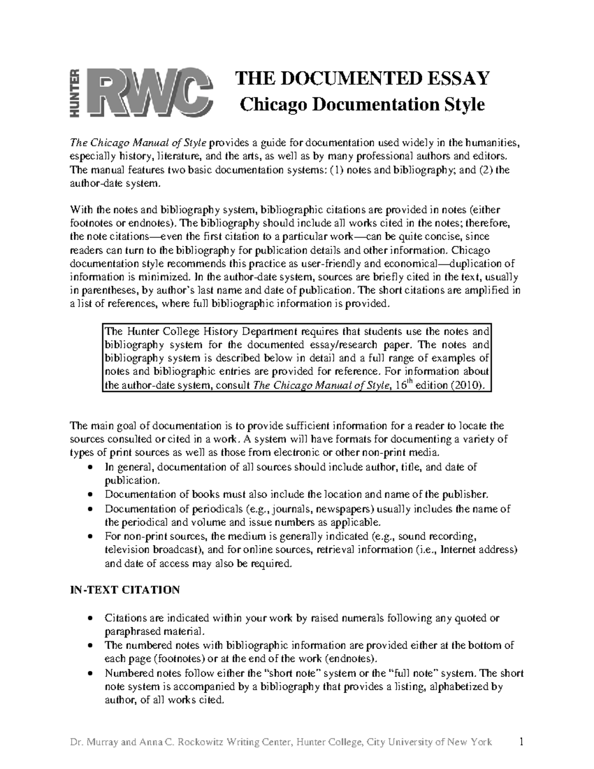 5Chicago Documentation Style THE DOCUMENTED ESSAY Chicago 