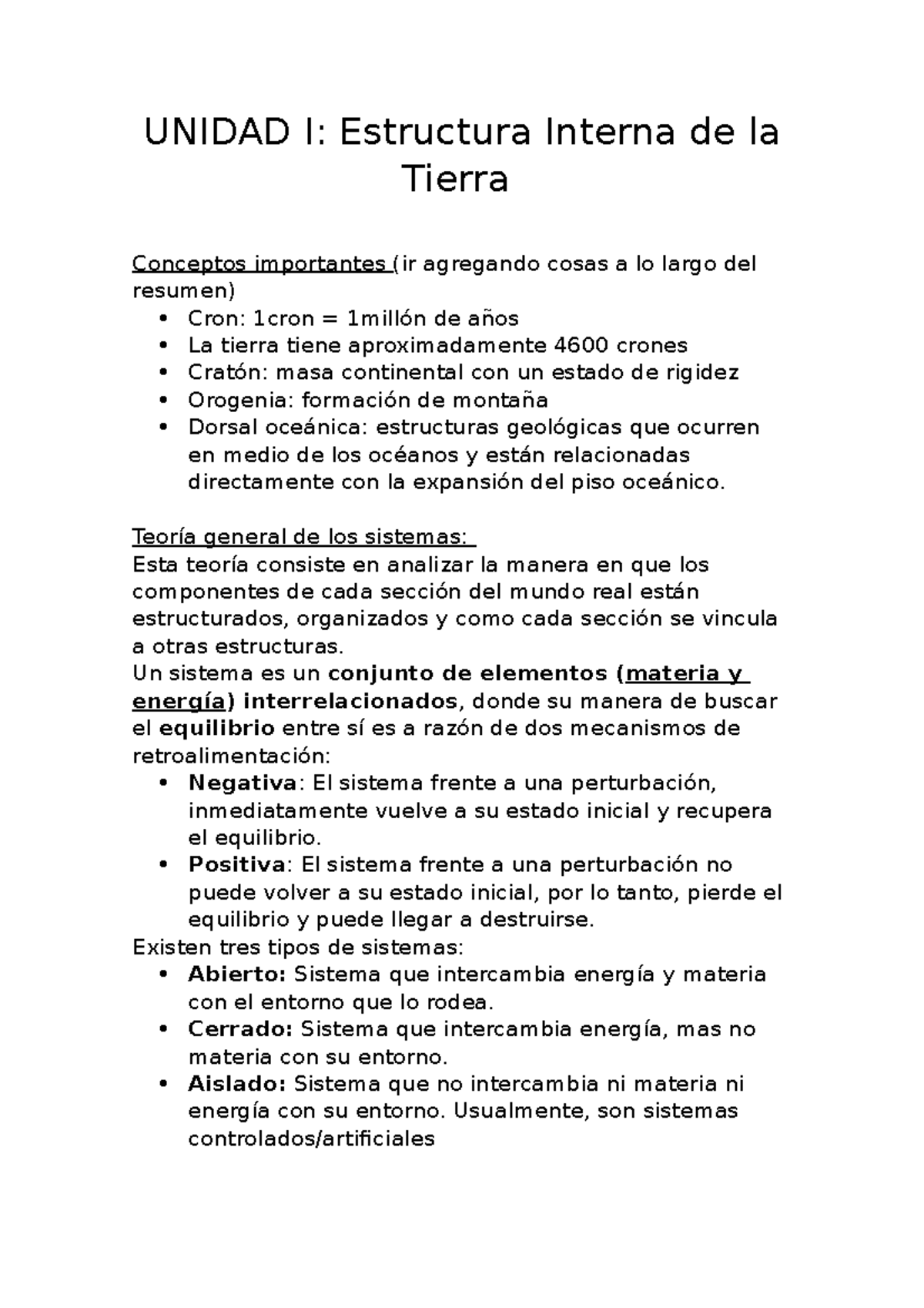 Unidad 1 Estructura Interna De La Tierra Resumen Geología Unidad I Estructura Interna De La 0112