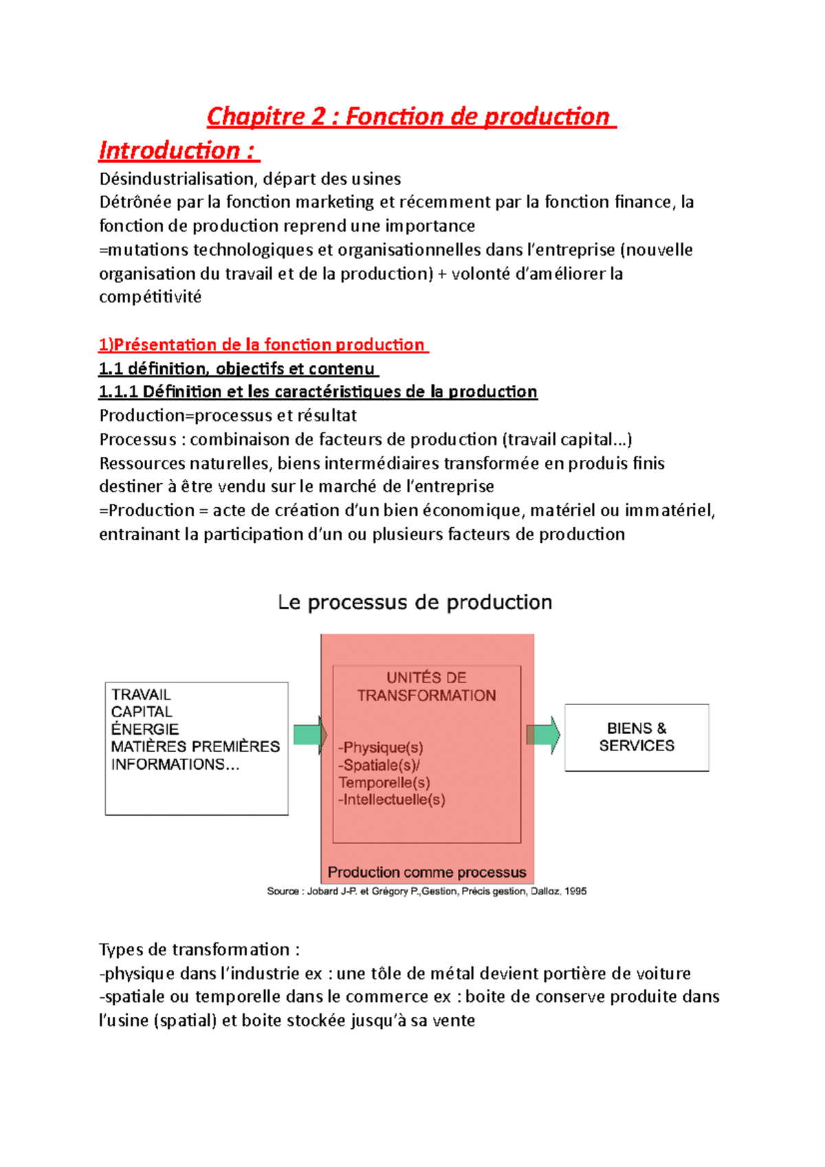 Chapitre 2 gfe - Cours de GFE - Chapitre 2 : Fonction de production ...