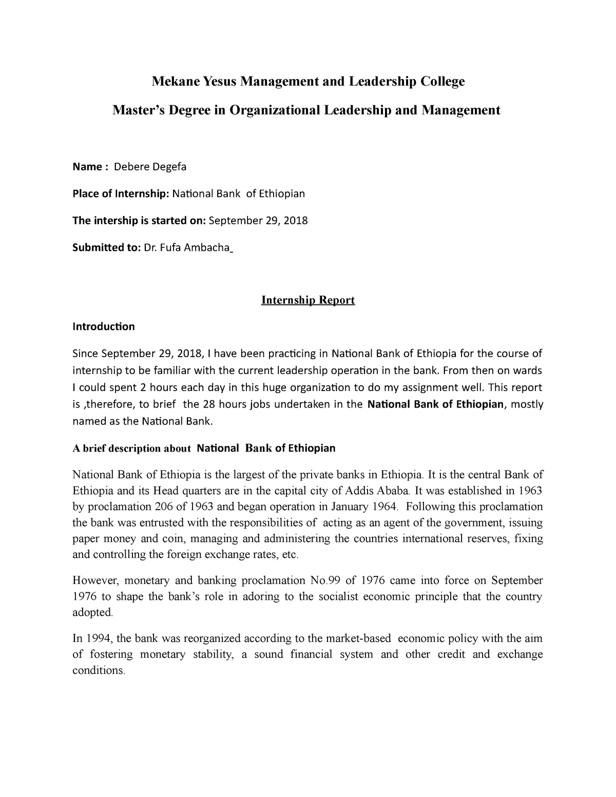 internship-report-mekane-yesus-management-and-leadership-college