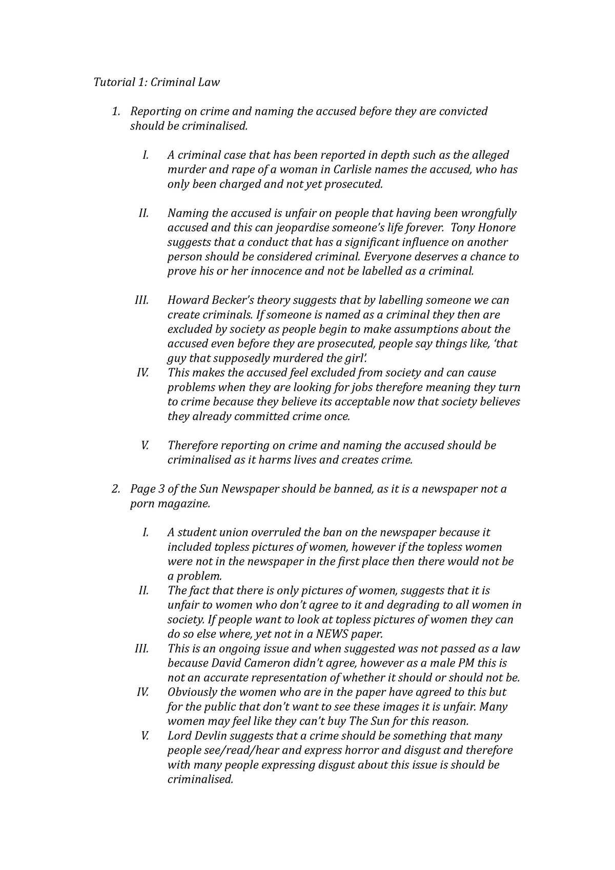 Criminal Law Tutorial 1 - Tutorial 1: Criminal Law Reporting on crime ...