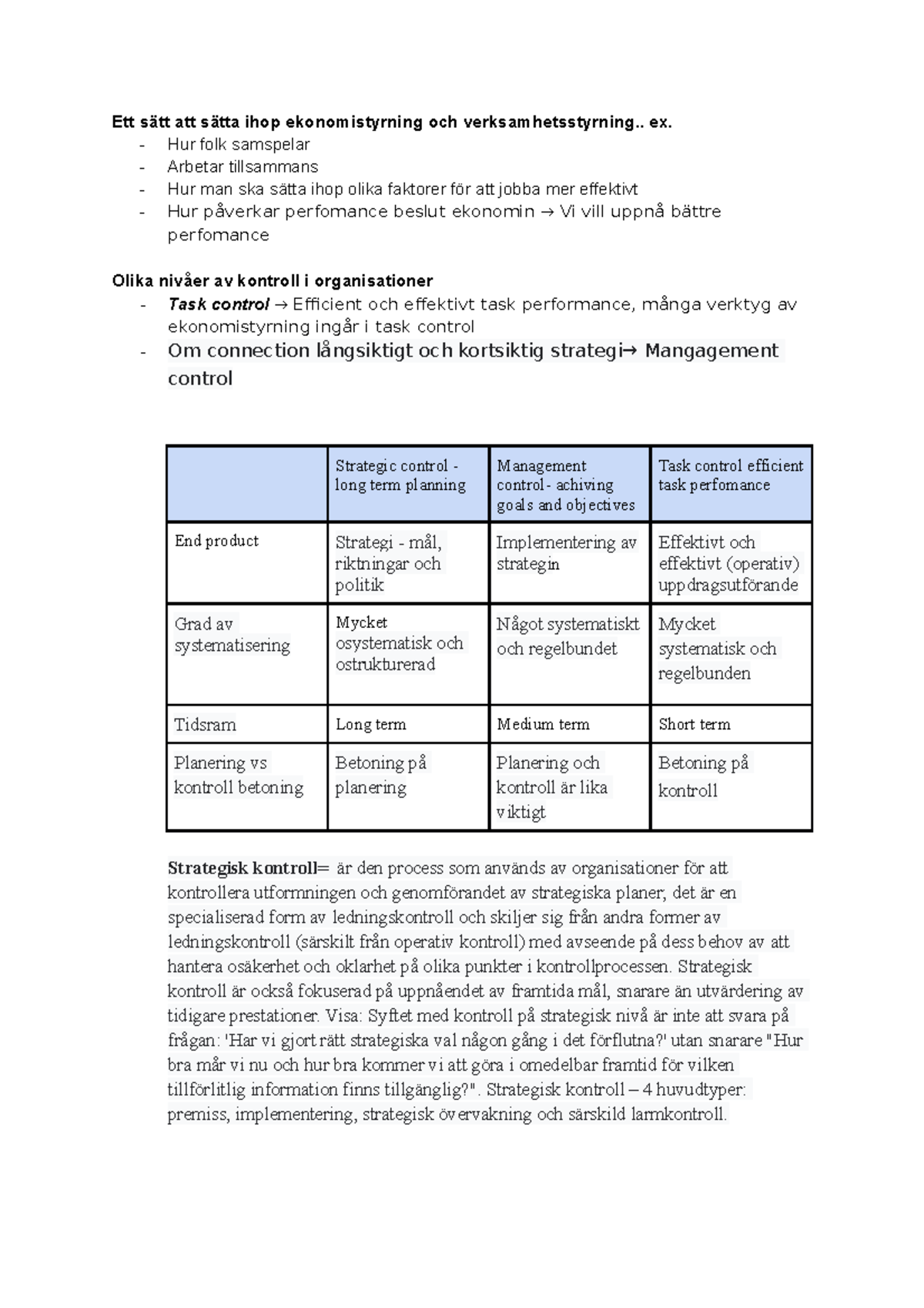 Verksamhetsstyrning - (Management Control System) - Ett Sätt Att Sätta ...