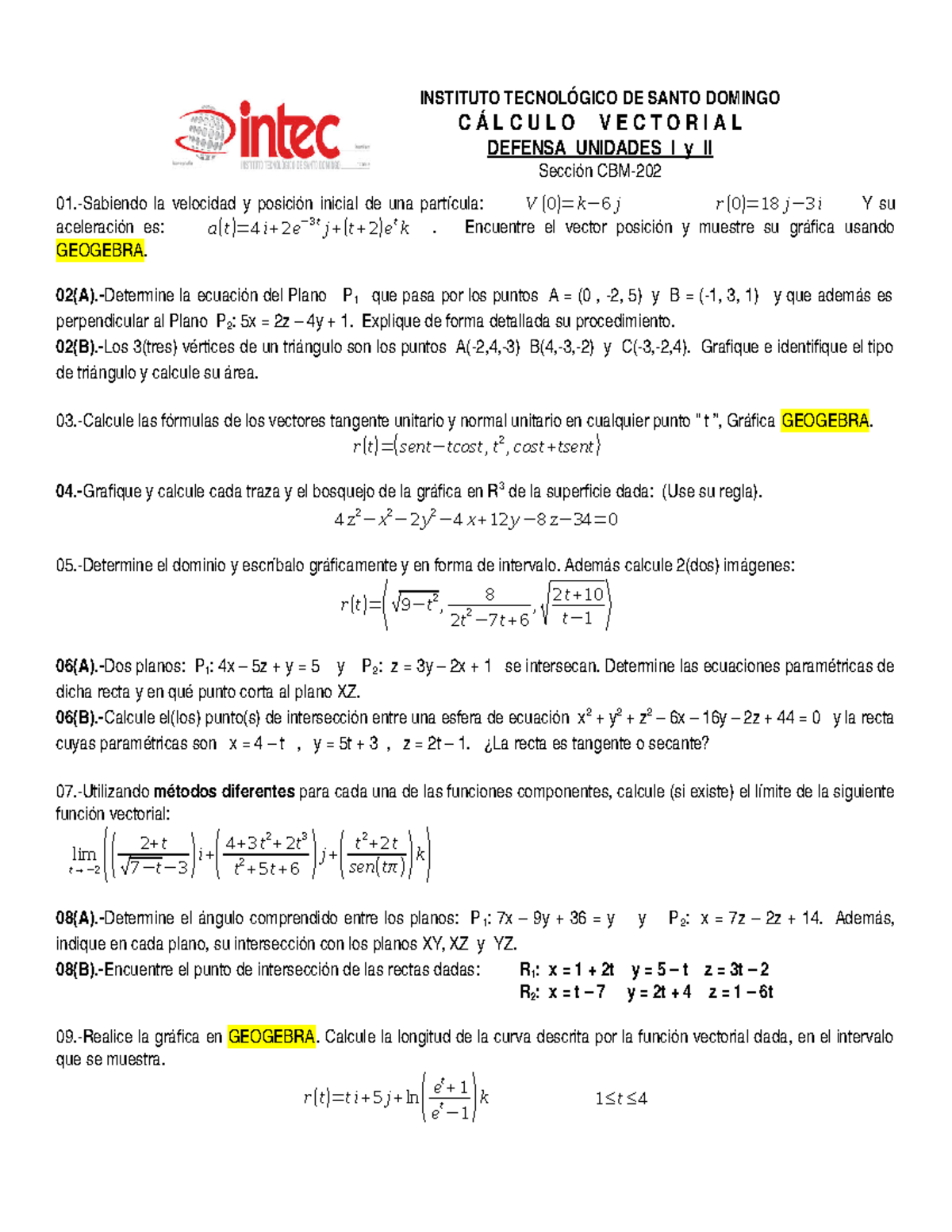 Vectorial Defensa I Y Ii Instituto Tecnologico De Santo Domingo C A L C U L O V E C T O Studocu