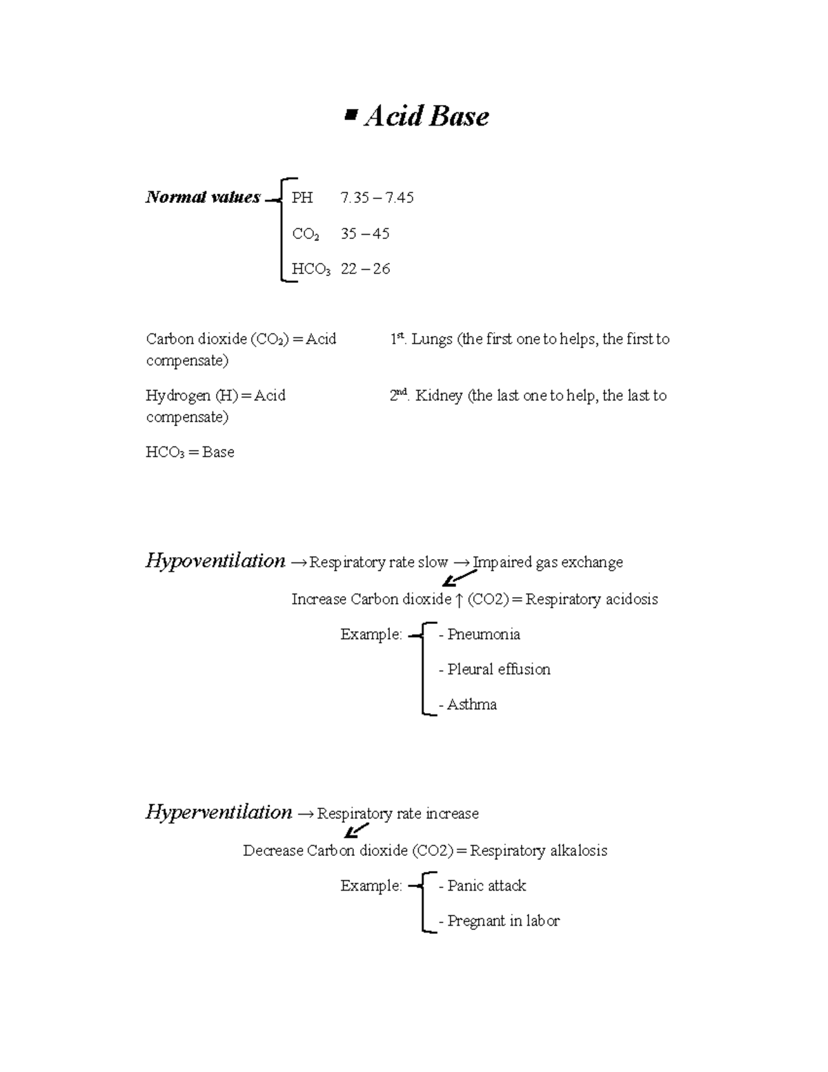 Acid Base Nclex7 All information and important notes Acid Bases