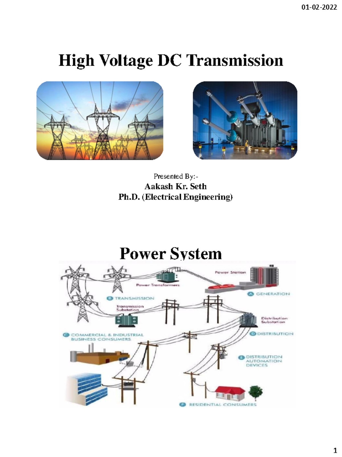 Hvdc unit 1 introduction to high voltage dc High Voltage DC