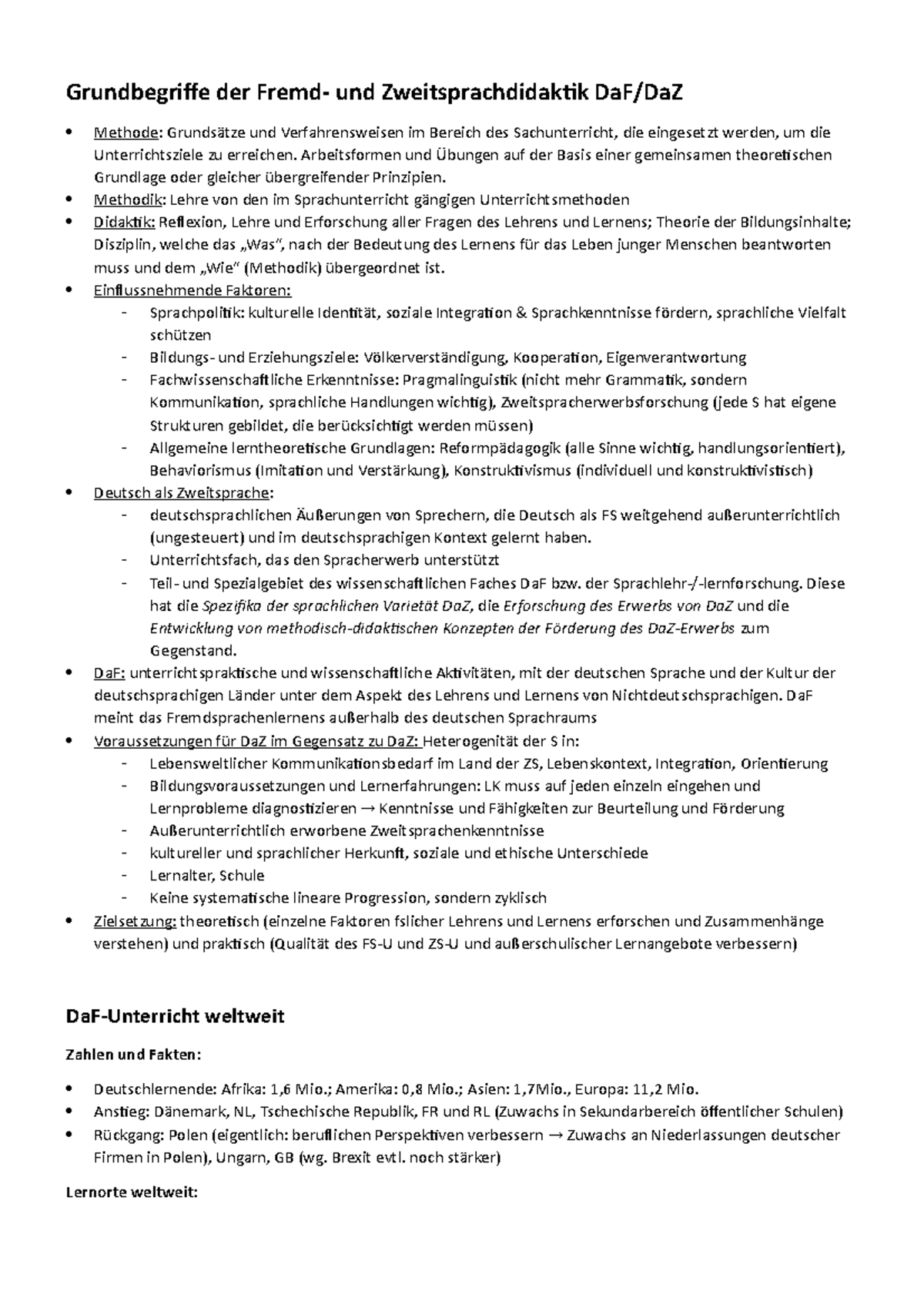 Mu D Basismodul Zusammenfassung - Grundbegriffe der Fremd- und