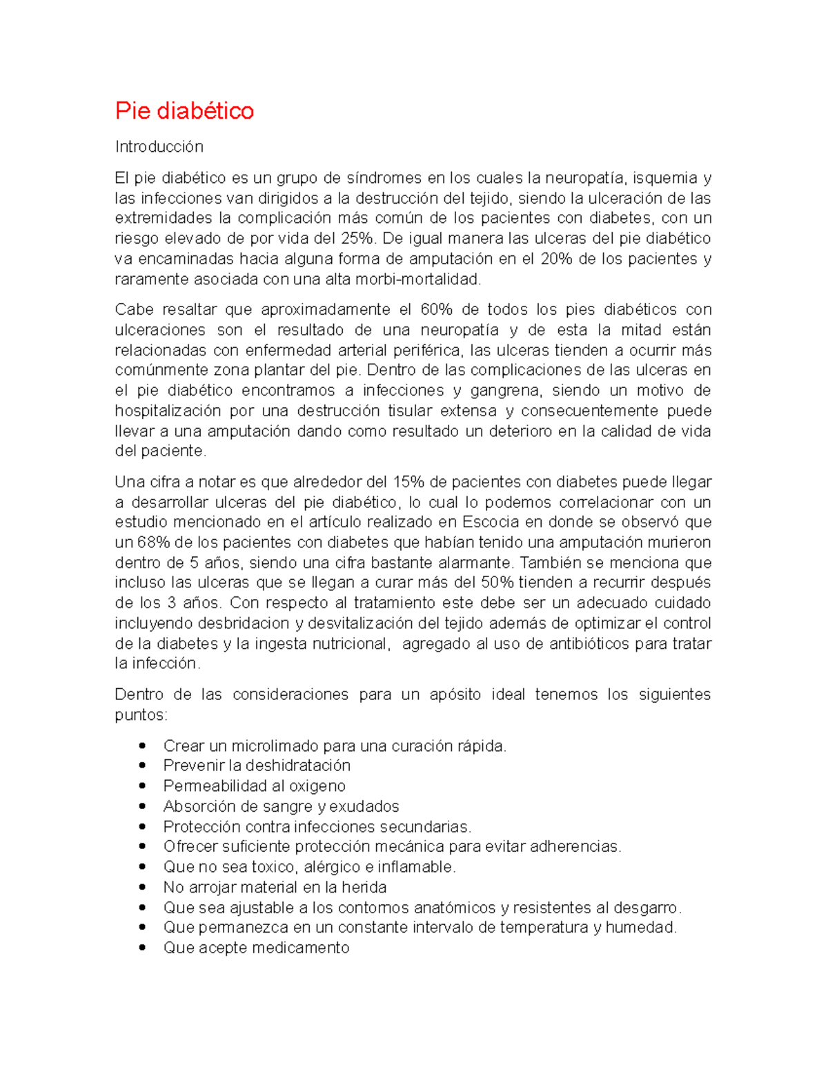 Pie diabético Apuntes 1 Pie diabético Introducción El pie diabético