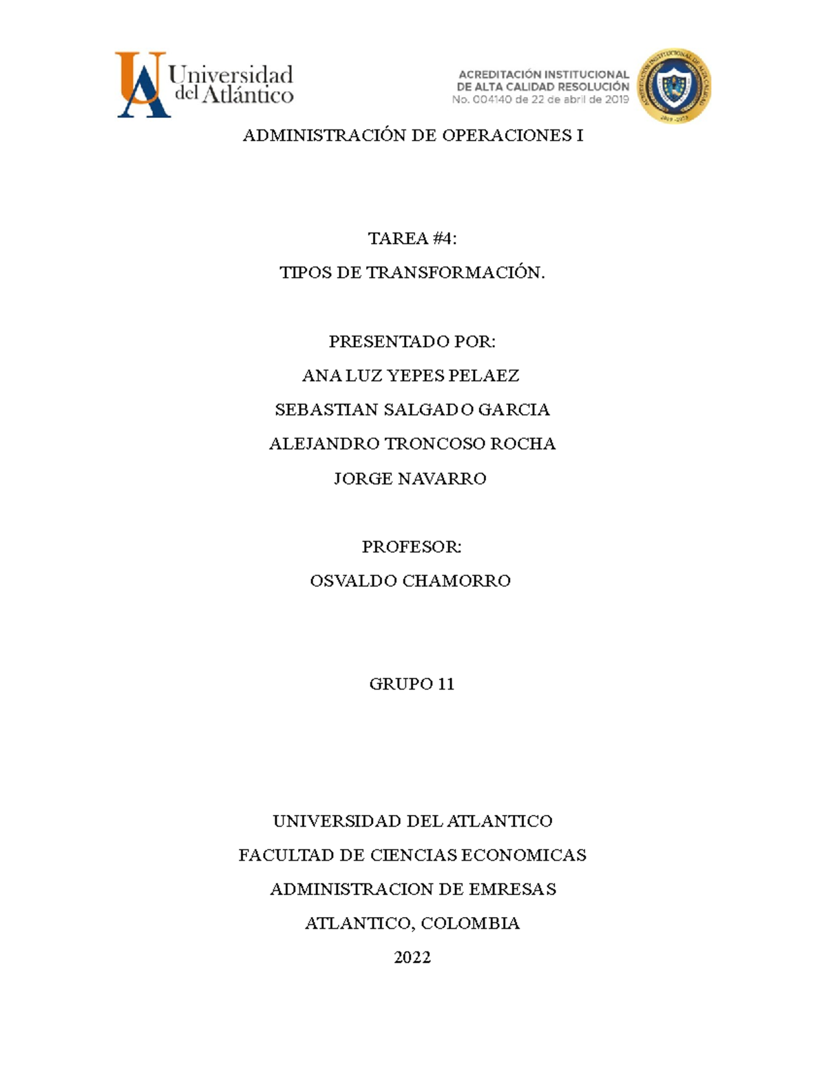 Tipos De Transformacion AdministraciÓn De Operaciones I Tarea 4 Tipos De TransformaciÓn 2478