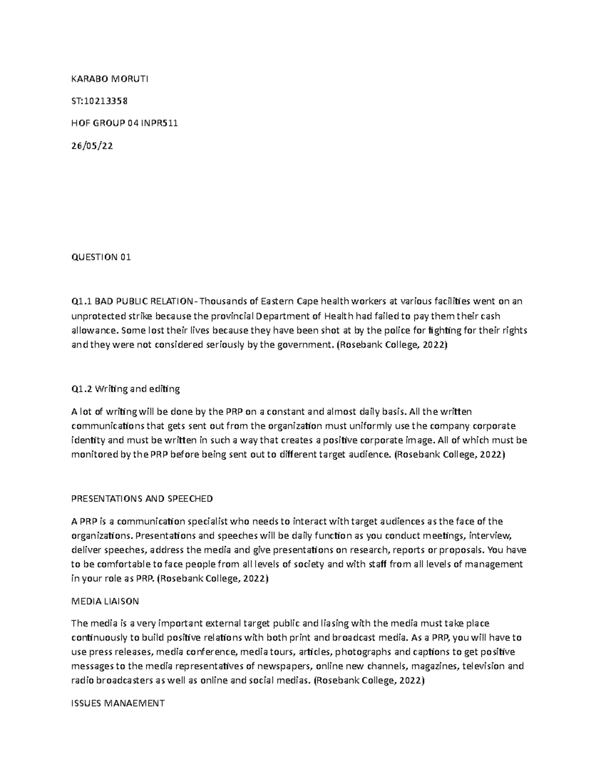 INPR TEST - This is an INPR TEST for HIGHER CERTIFICATE IN OFFICE ADMIN ...