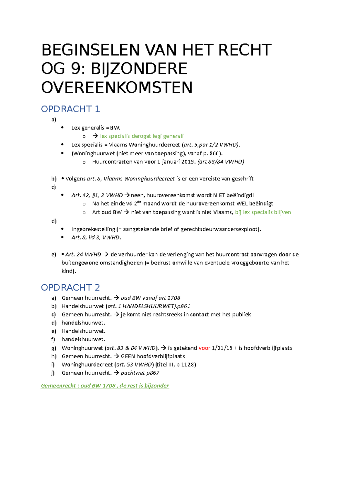 OG 9 Oplossing + Verbetering - BEGINSELEN VAN HET RECHT OG 9 ...