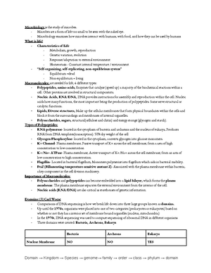 Chapter 1 Summary - Module 1 Review Microbes Microorganism: Does Not Include Viruses Microbes ...