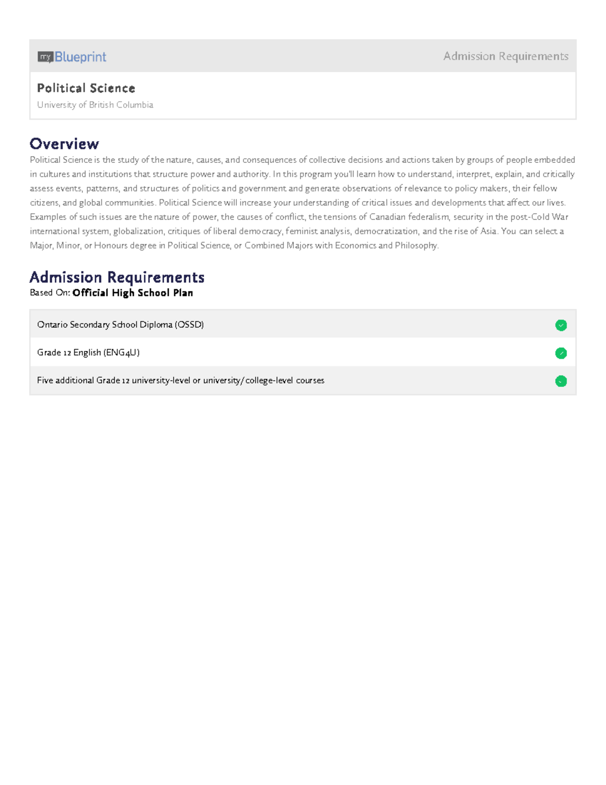 Political Science University of British Columbia - Admission ...