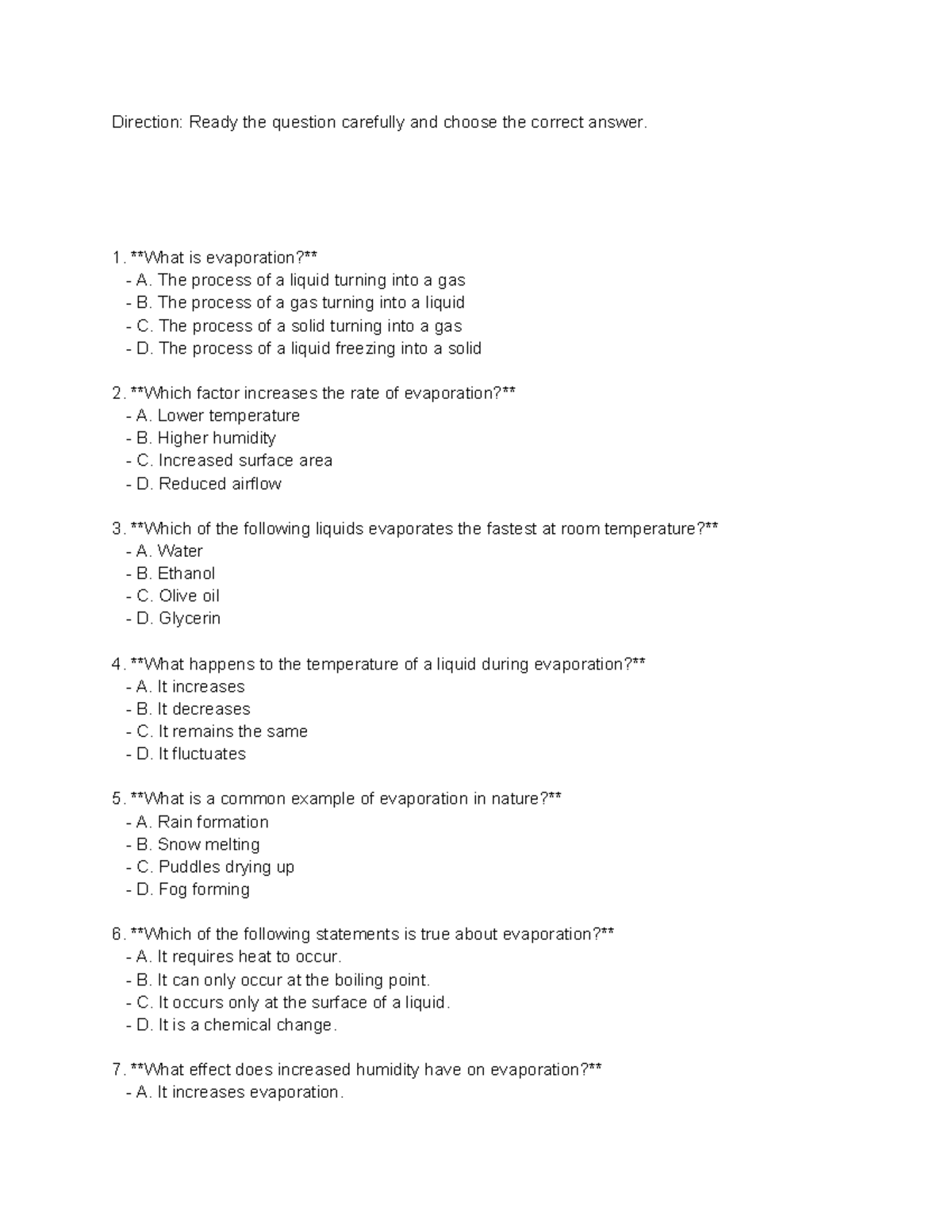 C3 - These quizzes cover the fundamental concepts of evaporation ...