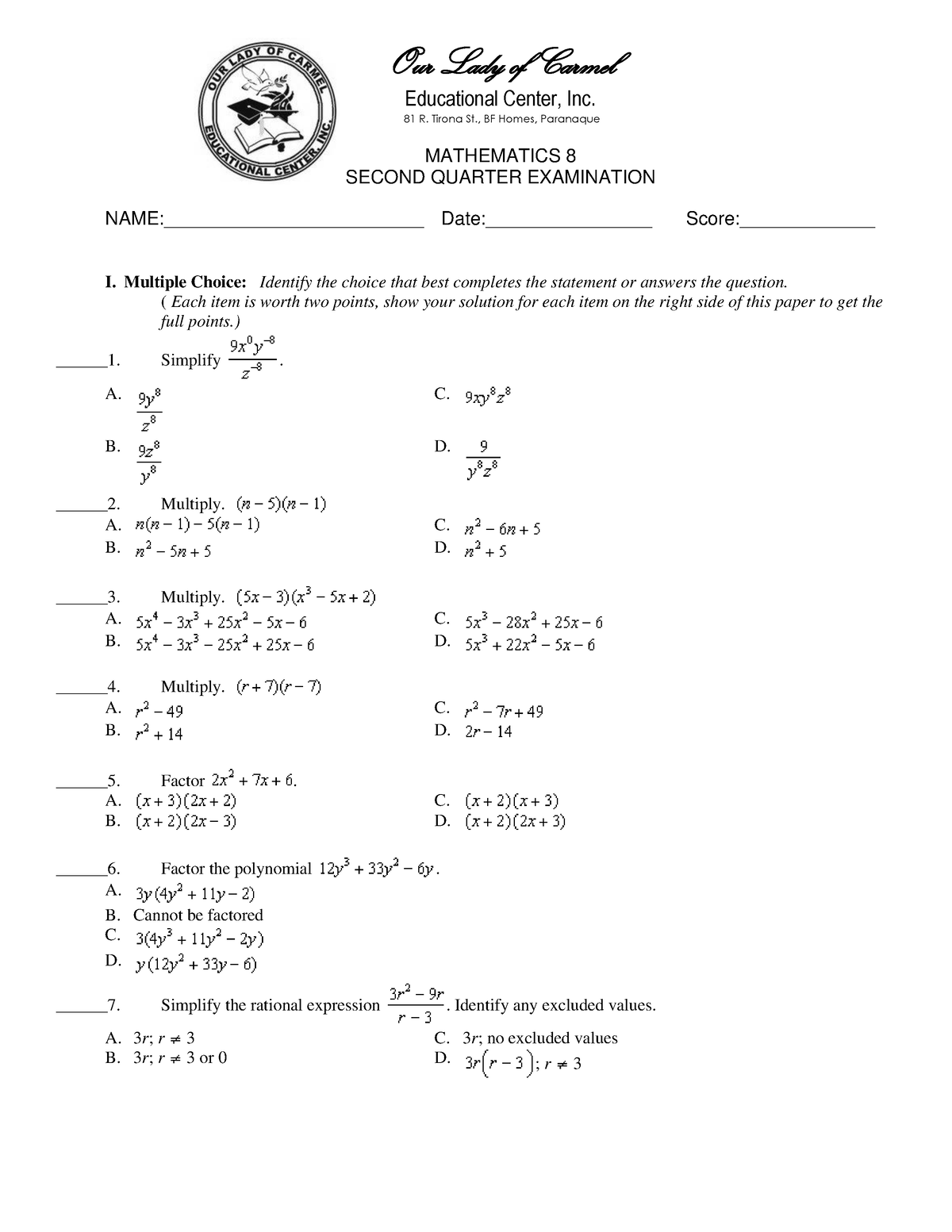 Scribd - HO;HO;HO;H; - Our Lady of Carmel Educational Center, Inc. 81 R ...