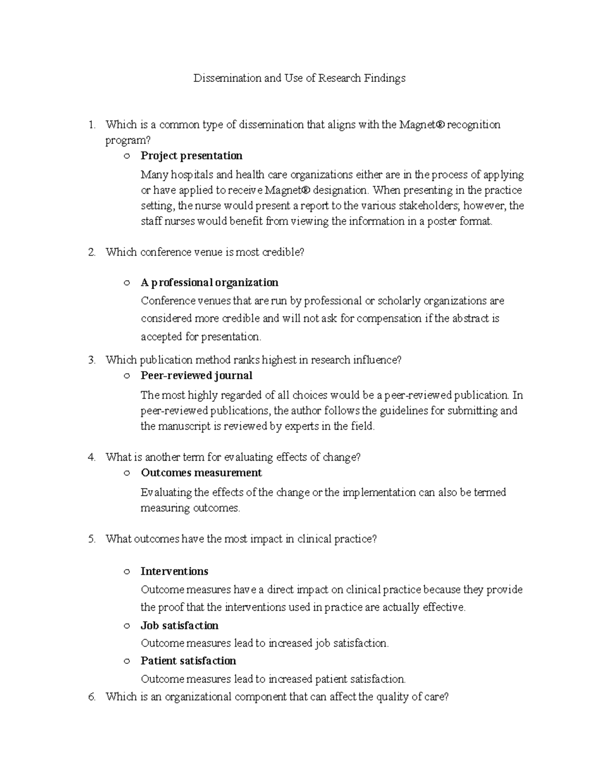 dissemination of research findings nursing