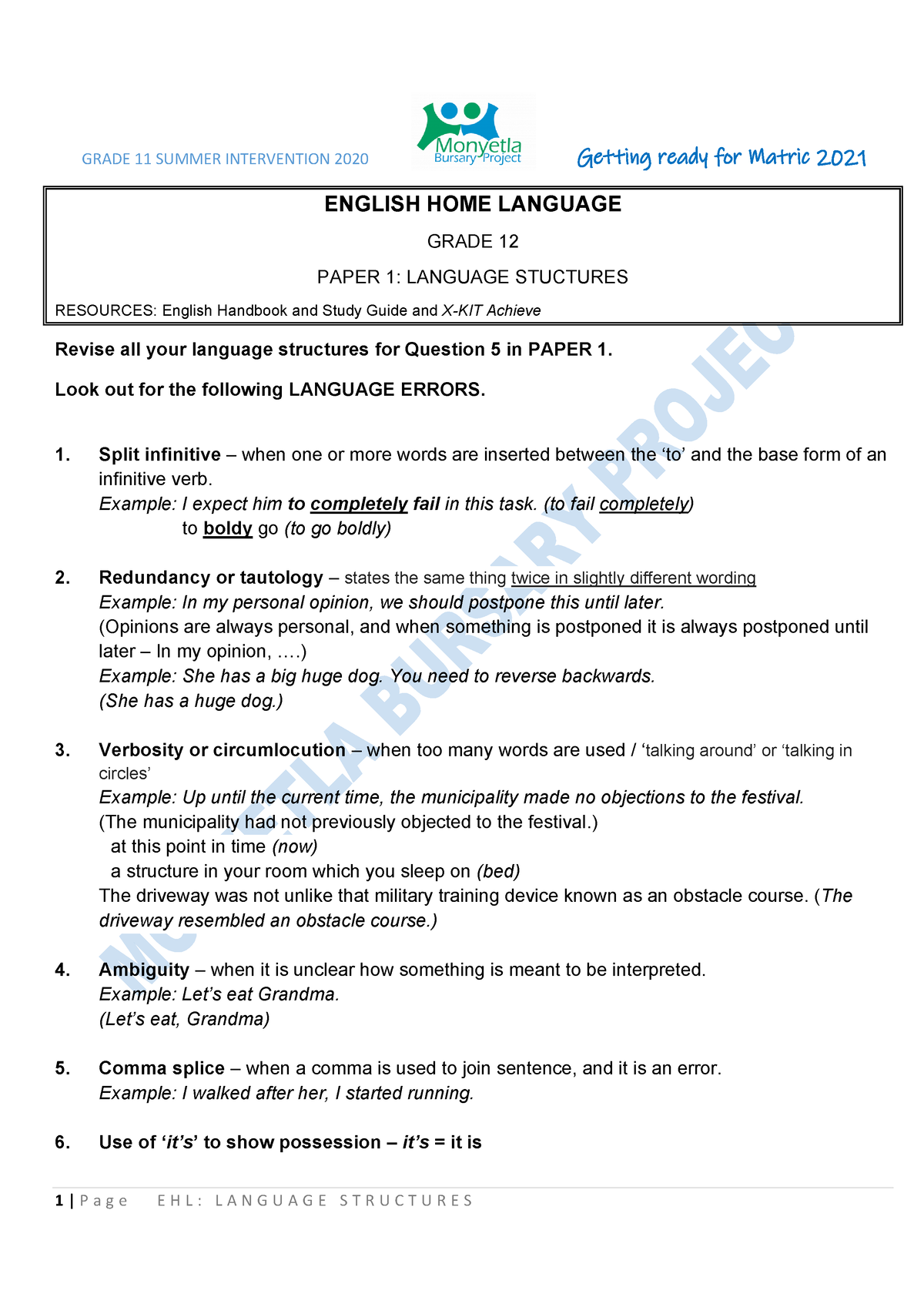 1.- Notes-ON- Language- Structures compressed - ENGLISH HOME LANGUAGE ...