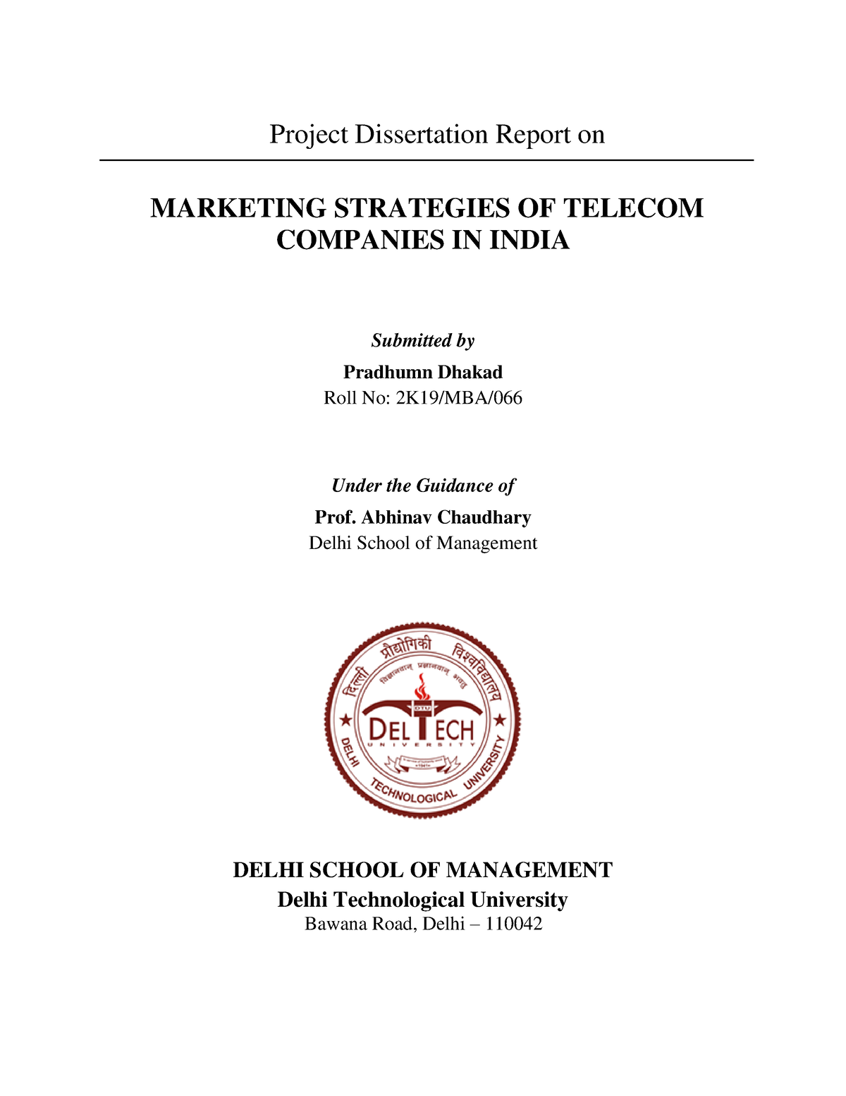 dissertation report on marketing