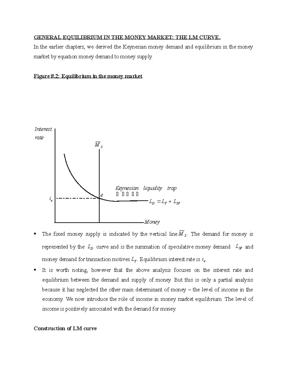 General Equilibrium IN THE Money Market - GENERAL EQUILIBRIUM IN THE ...
