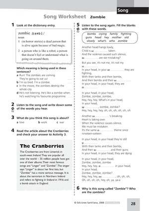 Zombie by The Cranberries worksheet