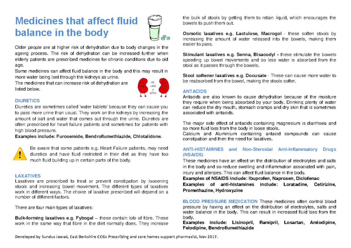 Which Of The Following Can Directly Impact Fluid Balance Medicines that affect fluid balance in the body draft SJ v2 - Developed