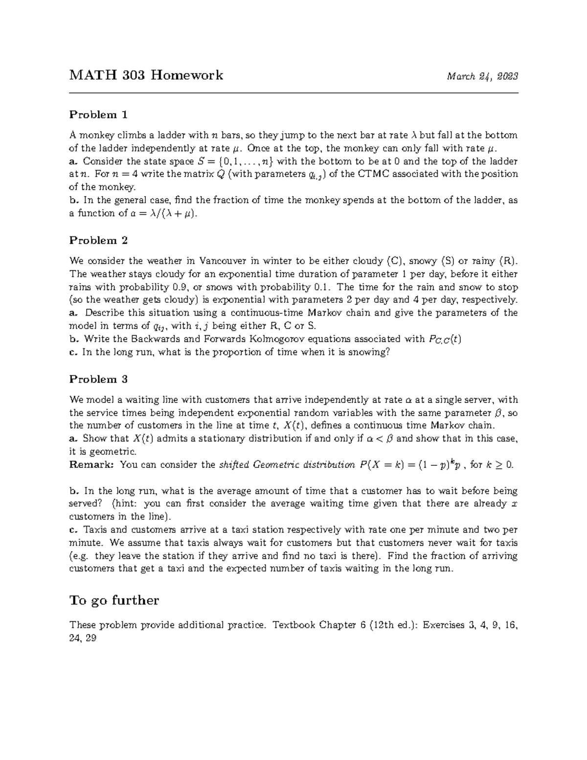 303 Homework 9 - exercise - MATH 303 Homework March 24, 2023 Problem 1 ...