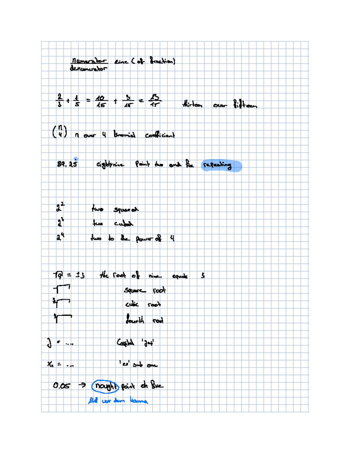 Technisches Englisch Mathematische Operation - numerator denumerator ...