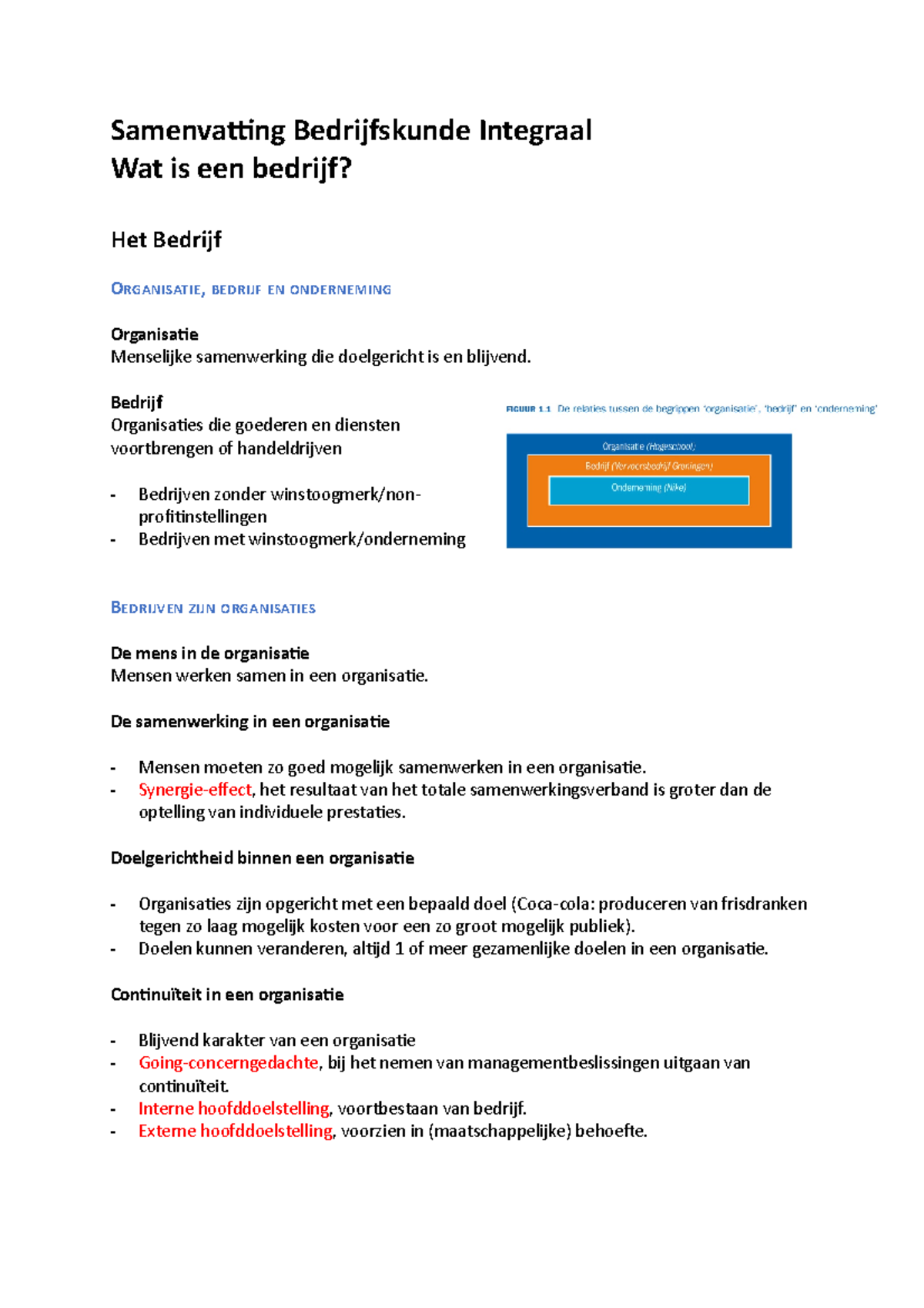 Samenvatting Bedrijfskunde Integraal H1 T/m H6 - Inleiding ...