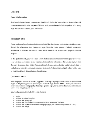LAB TWO - Lecture notes 1 - CP 221 Lab Assignment 2: HTML Markup Create ...