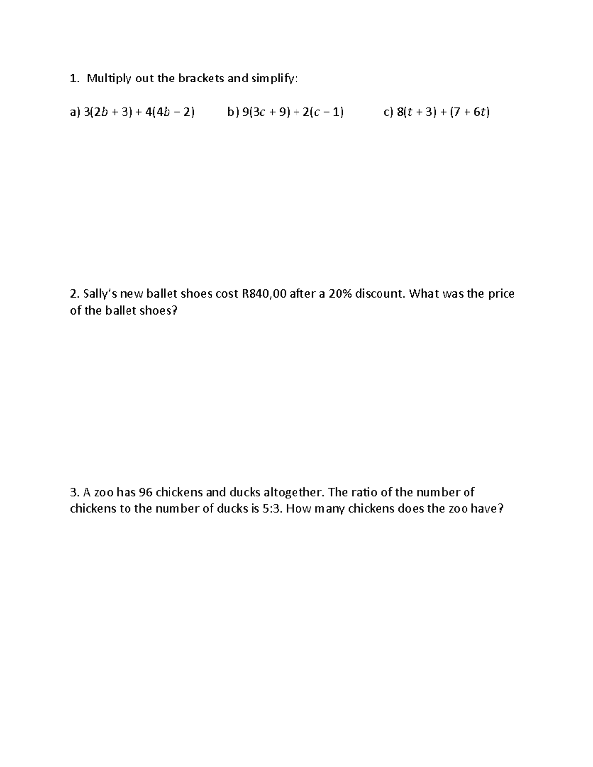 Maths Revision 5 Business Mathematics Mul'ply out the brackets and