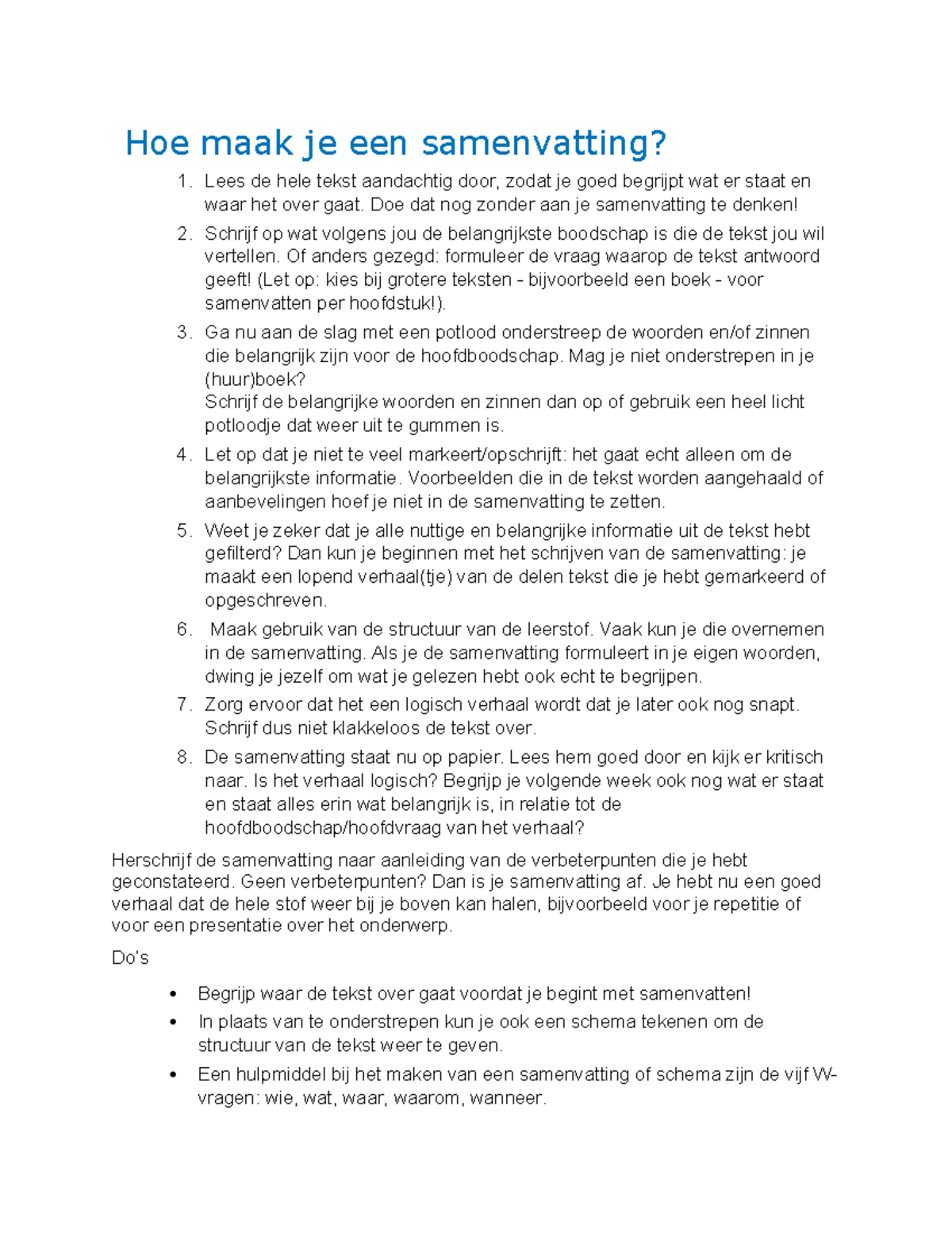 Hoe een samenvatting te maken - Hoe maak je een samenvatting? 1. Lees ...