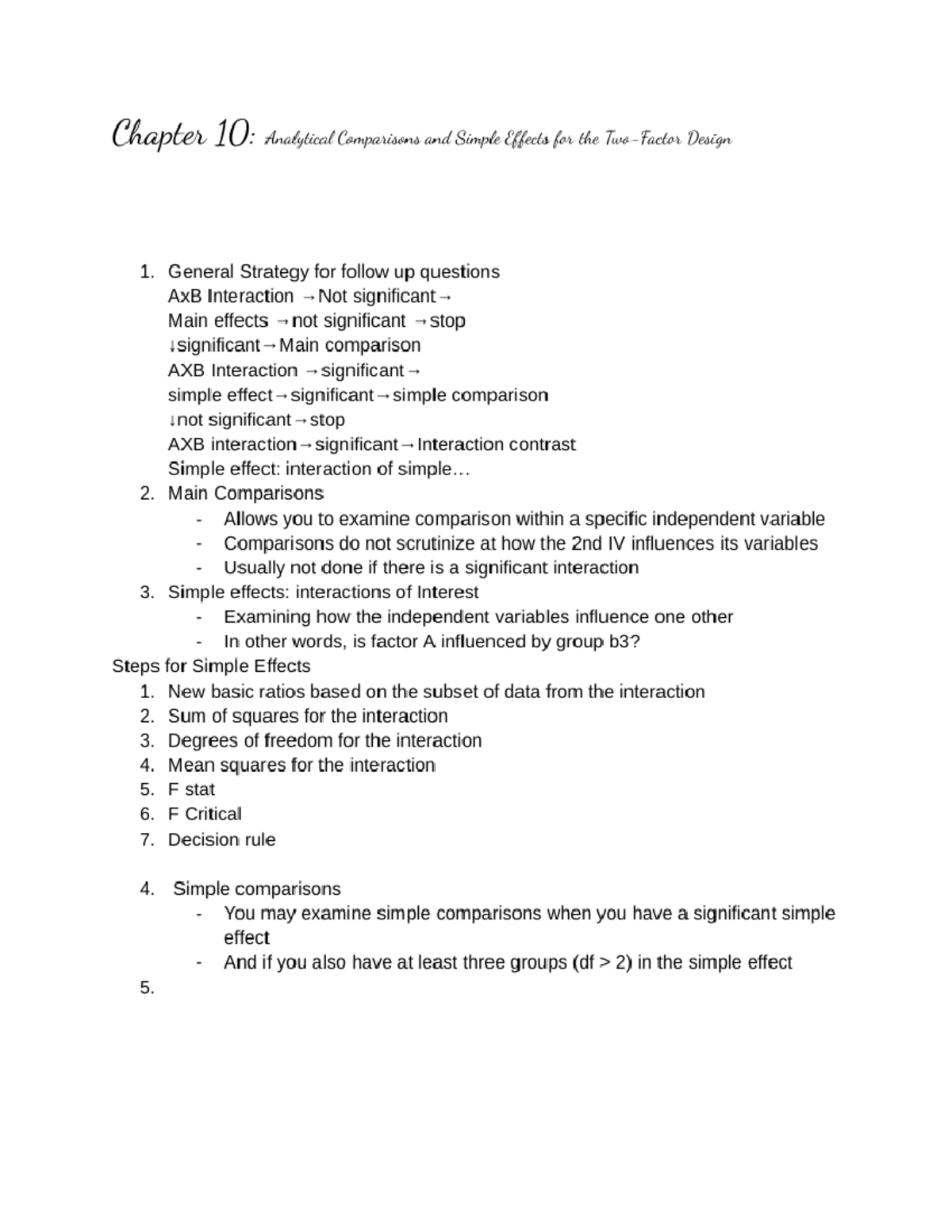Chapter 10 Analytical Comparisons and Simple Effects for the Two-Factor ...