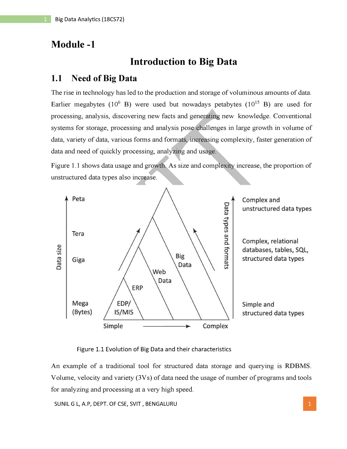 BDA (18CS72) Module-1 - Notes - Module - Introduction To Big Data 1 ...