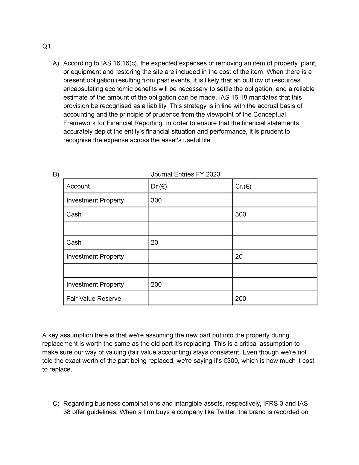 Assignment 2 Afr Q1 A According To Ias 16c The Expected Expenses