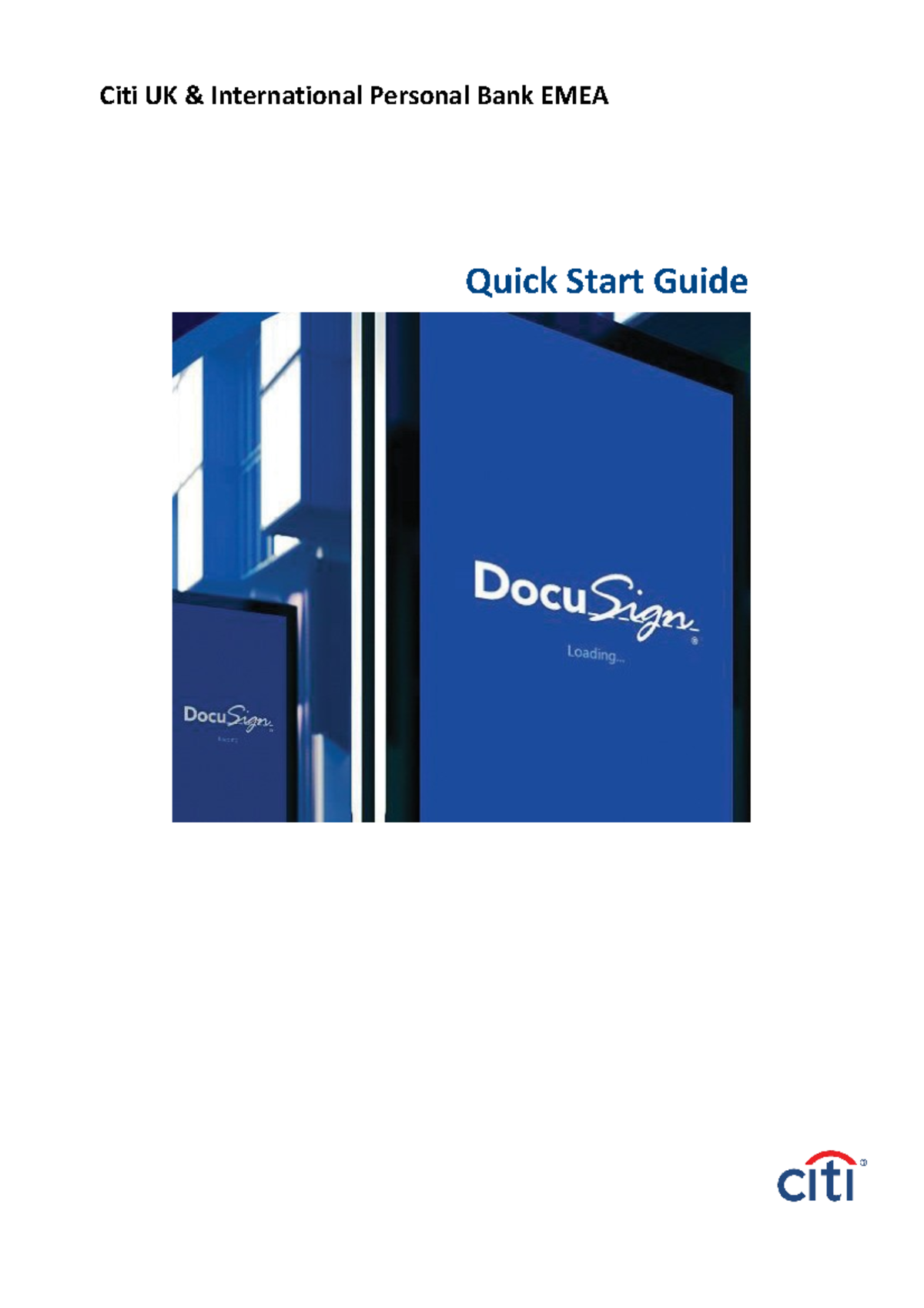 Quick Start Guide - Citi UK & International Personal Bank EMEA DocuSign ...