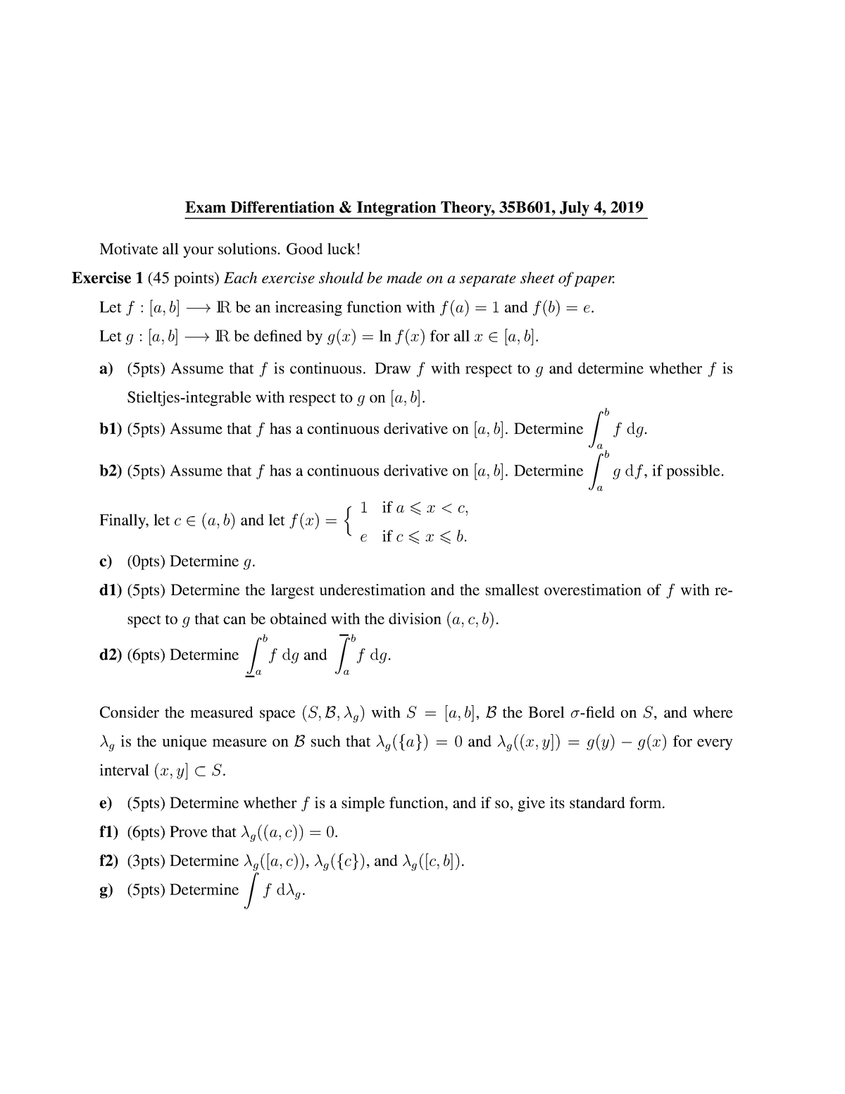 Tentamen 13 Juni 19 Vragen Exam Differentiation Amp Integration Theory 35b601 July 4 19 Studeersnel