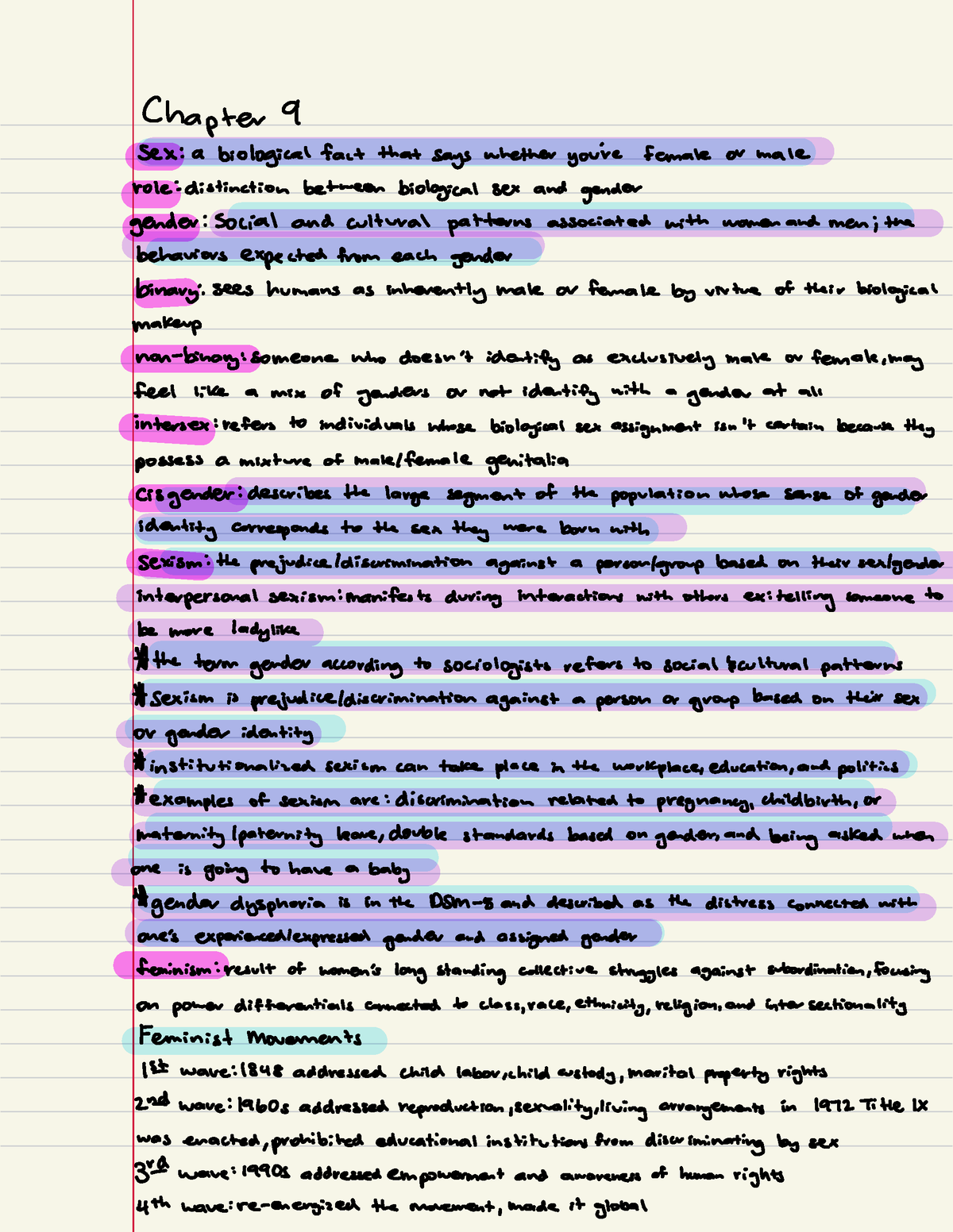 Chapter 9 - Dr. Abreu's lecture notes - Chapter 9 Sex : a biological ...