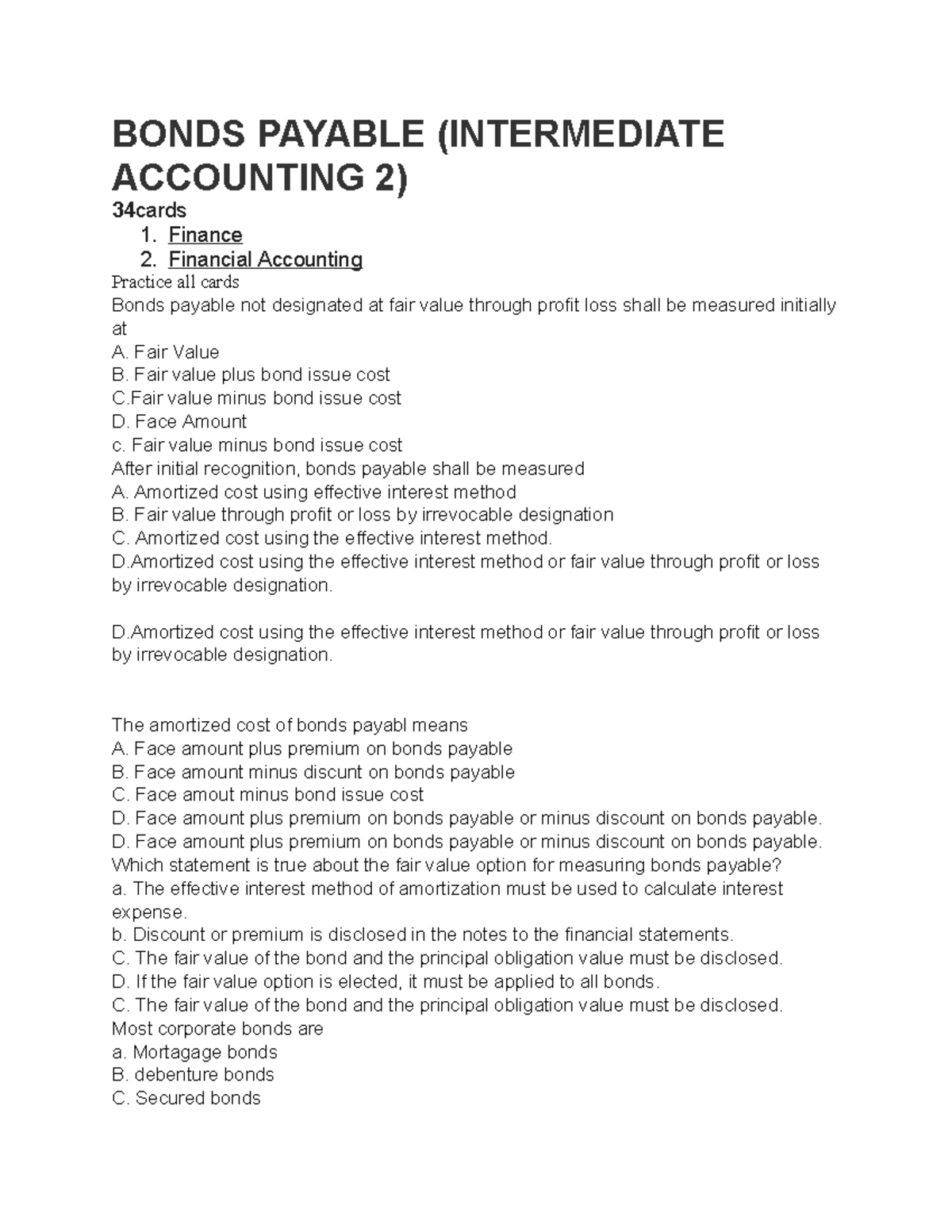 Bonds Payable - BONDS PAYABLE (INTERMEDIATE ACCOUNTING 2) 34 Cards 1 ...